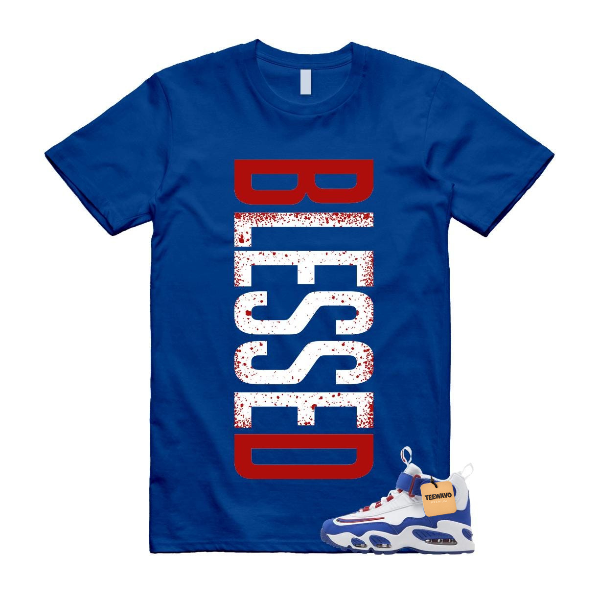 Vertical Red White Speckle Splatter Letter Print Crew Neck Tee