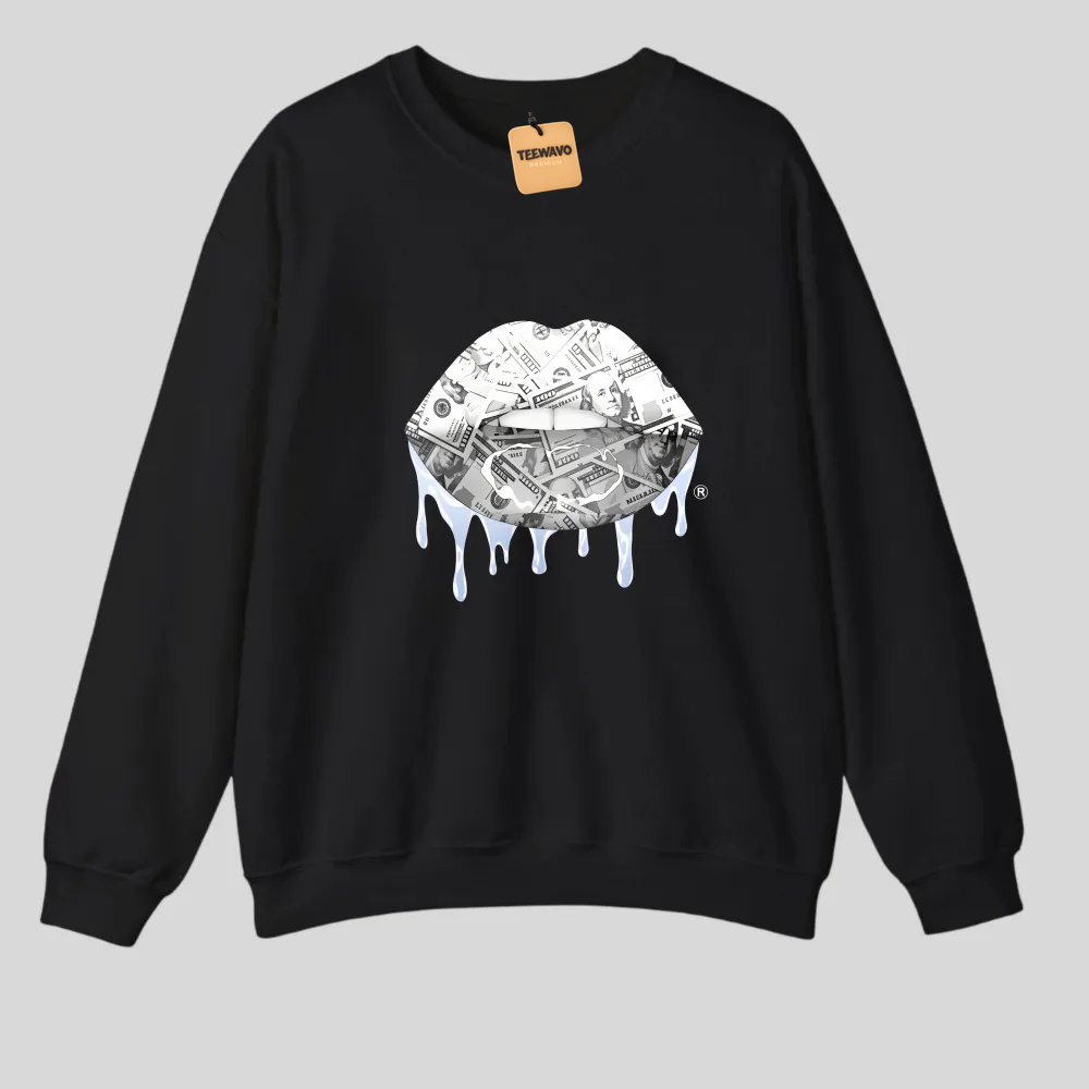 Money Lips With Dripping Effect tshirt 100% cotton