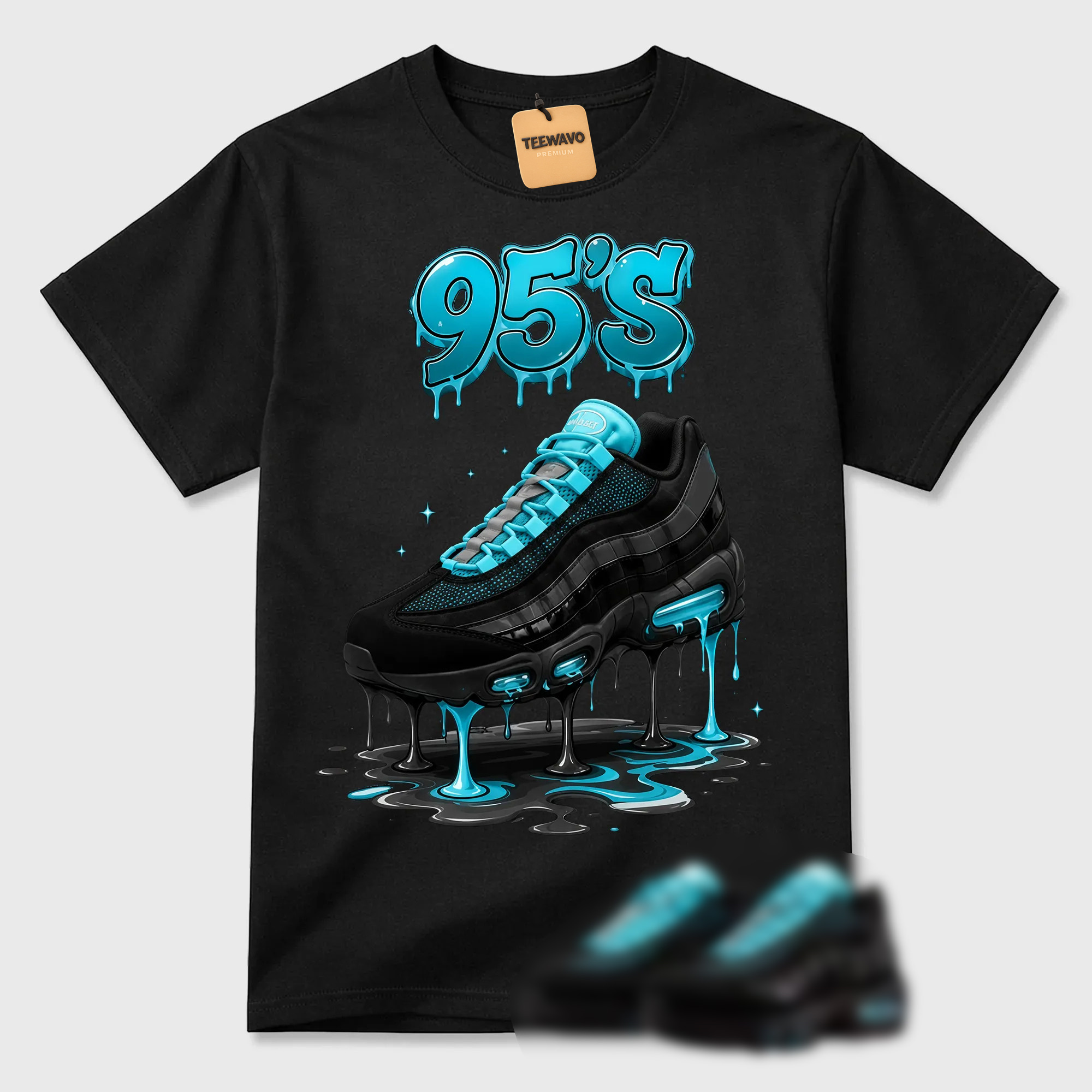 Dripping Turquoise Footwear Art Print Street T-Shirt