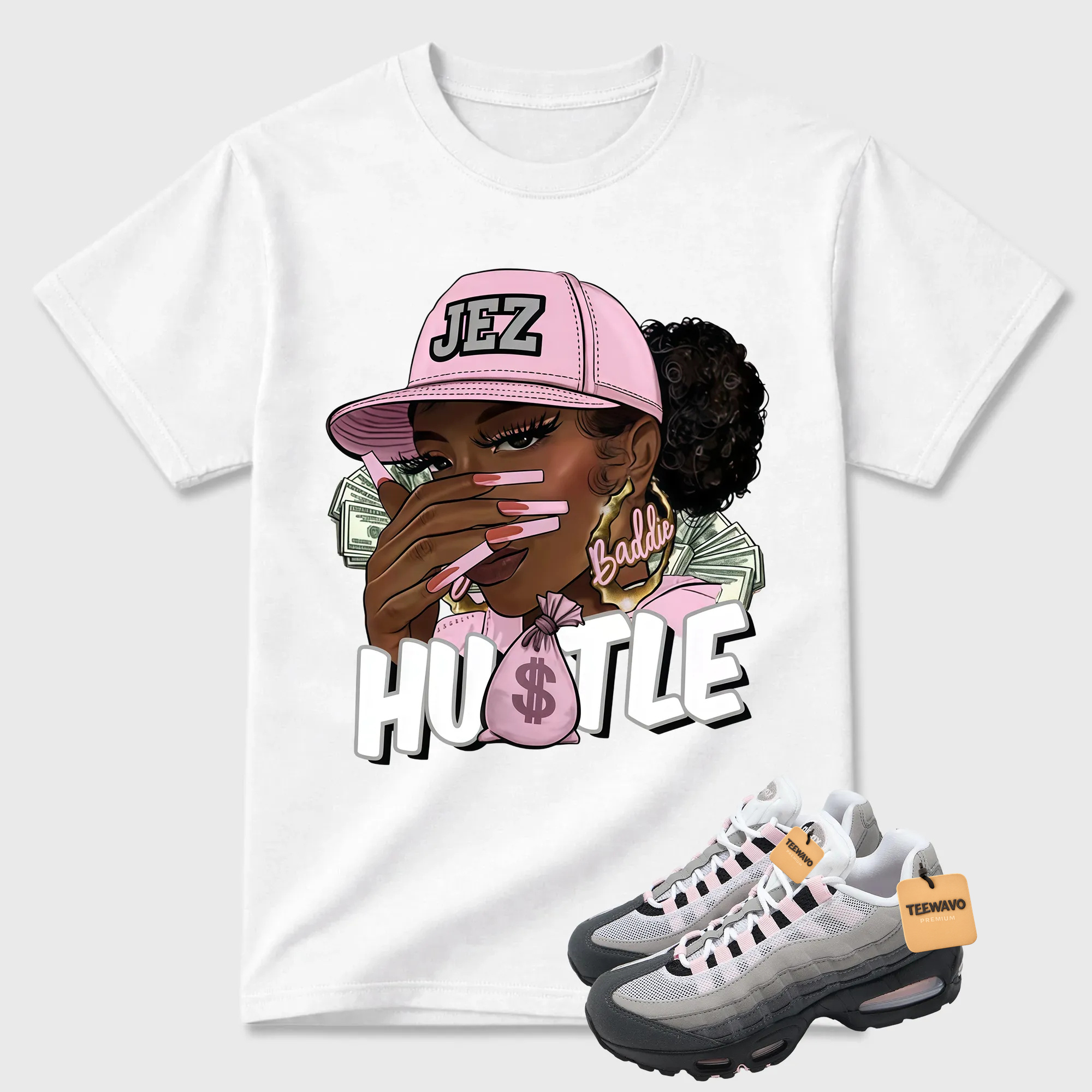 Classic 95 Pink Foam Shirt, AM95 Match Tee, BADDIE HUSTLE Tshirt