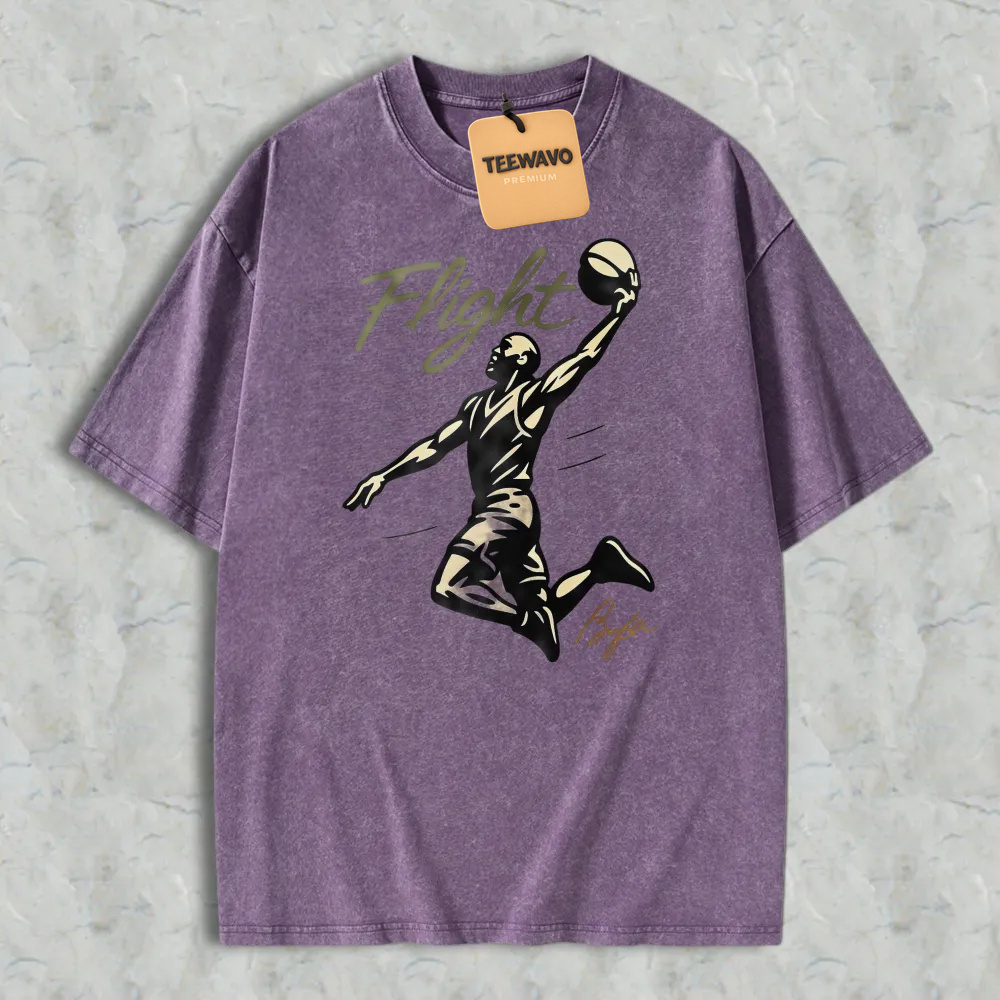 Flight Basketball Player Silhouette Graphic Washed T-shirt