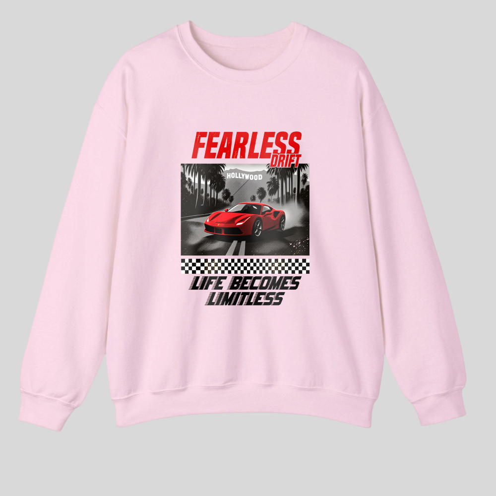 Fearless Drift Red Car Racing Design tshirt 100% cotton