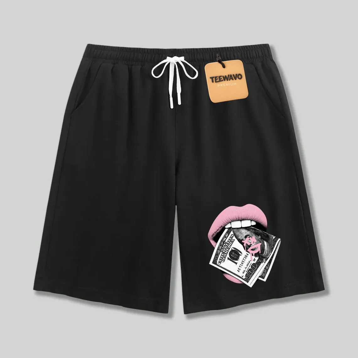 Unisex athletic shorts Pink Lips And Dollar Bills