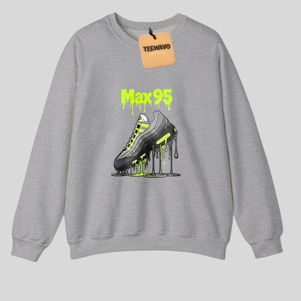 Neon Green Max95 Sneaker Drip Graphic Print tshirt 100% cotton