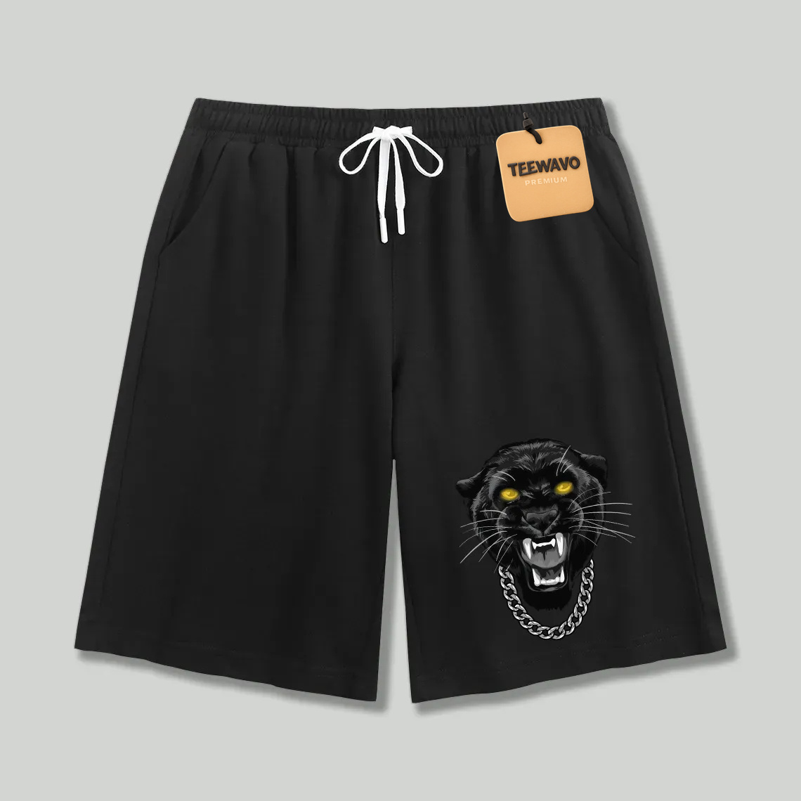 Unisex athletic shorts Black Panther With Gold Chain Graphic Print