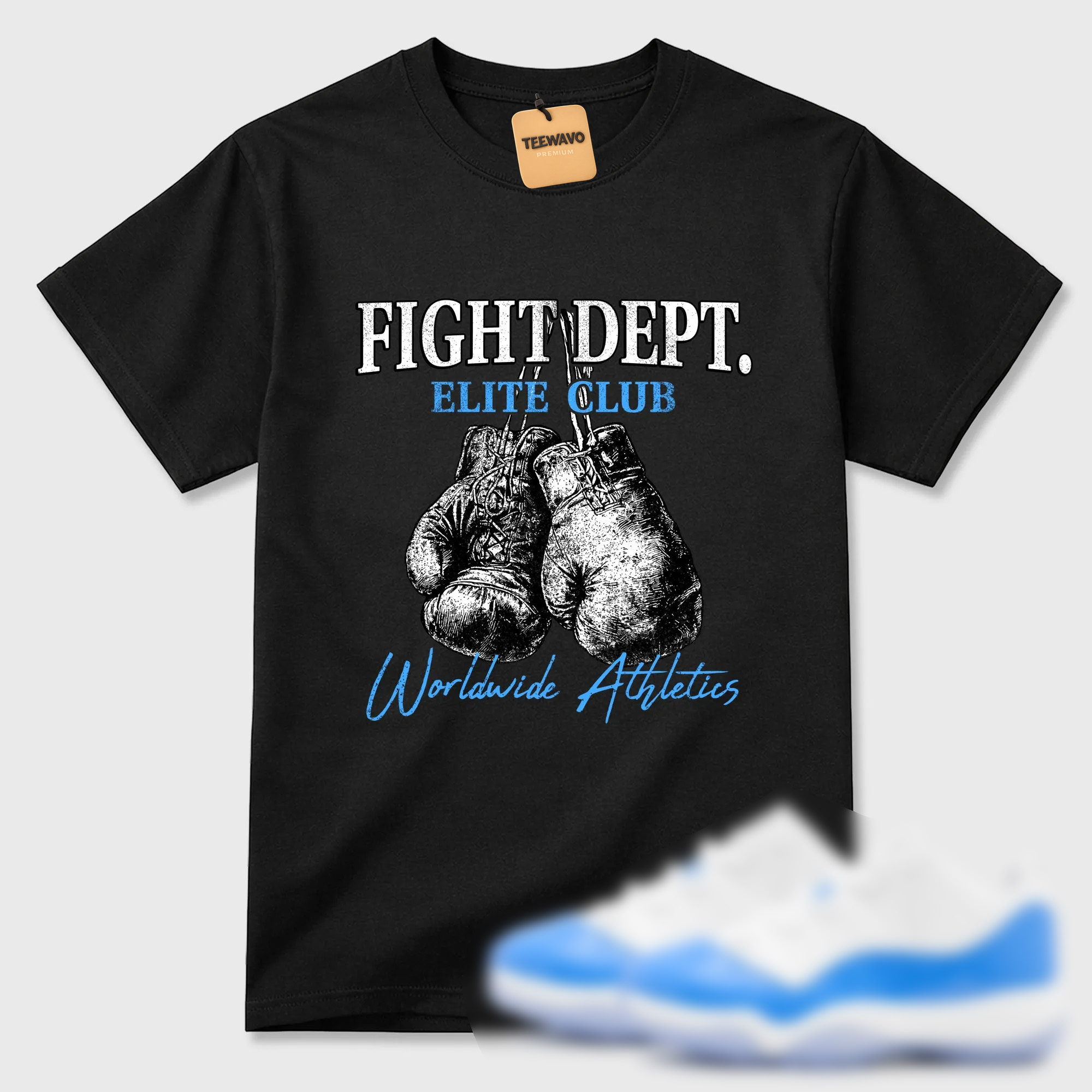 Fight Dept Sneaker Tees - AJD 11 University Blue