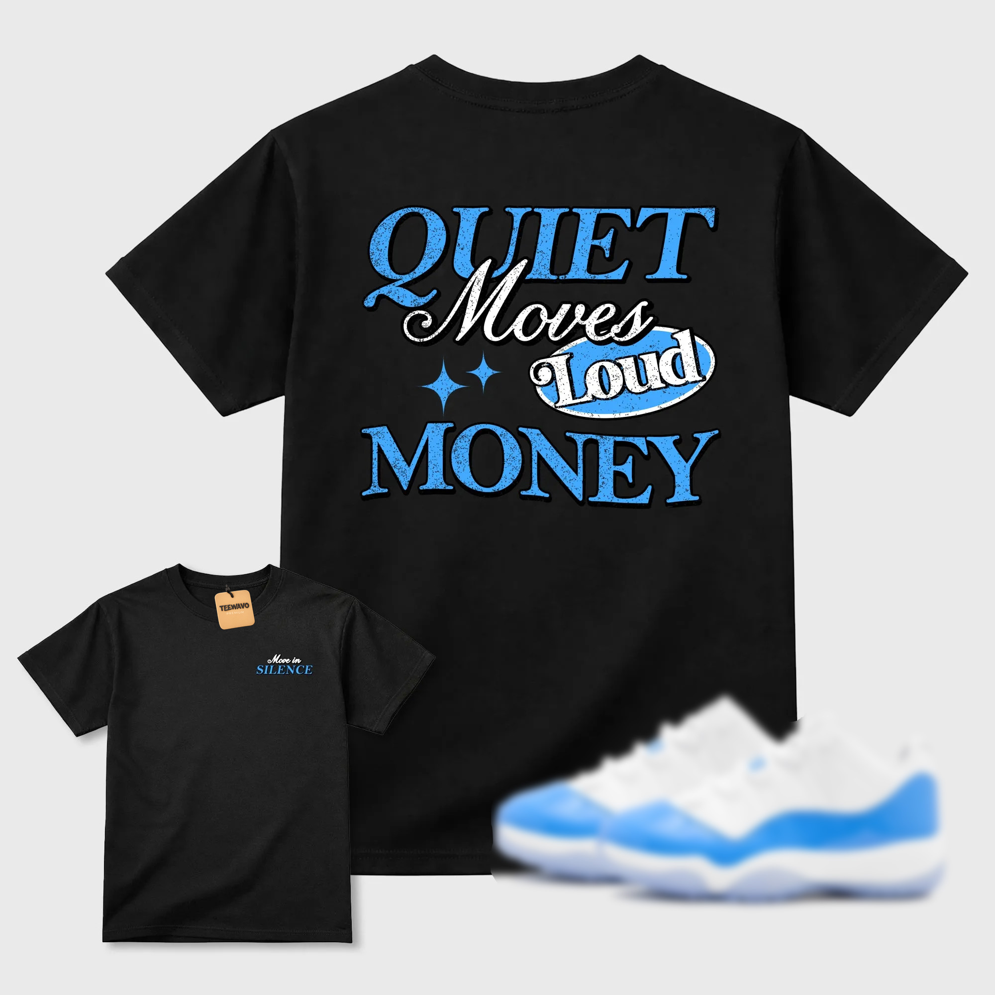 Move In Silence Sneaker Tees - AJD 11 University Blue