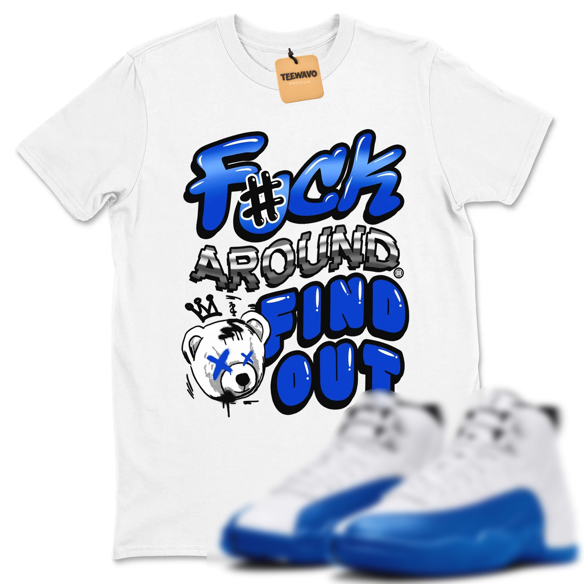 Fuck Around And Find Out TEEWAVO Sneaker Tees - AJD 12 Blueberry