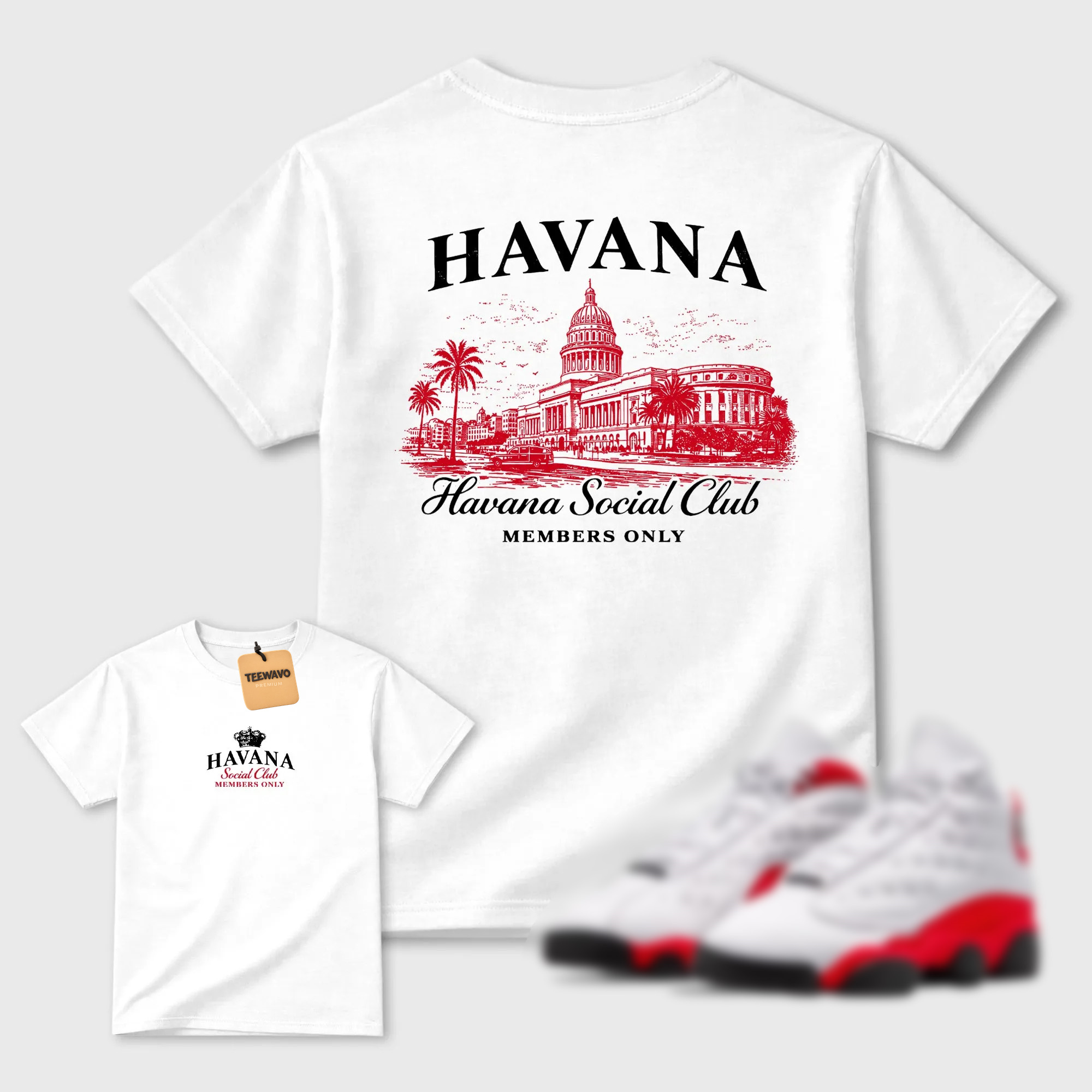 Havana Club TEEWAVO Sneaker Tees - AJD 13 University Red