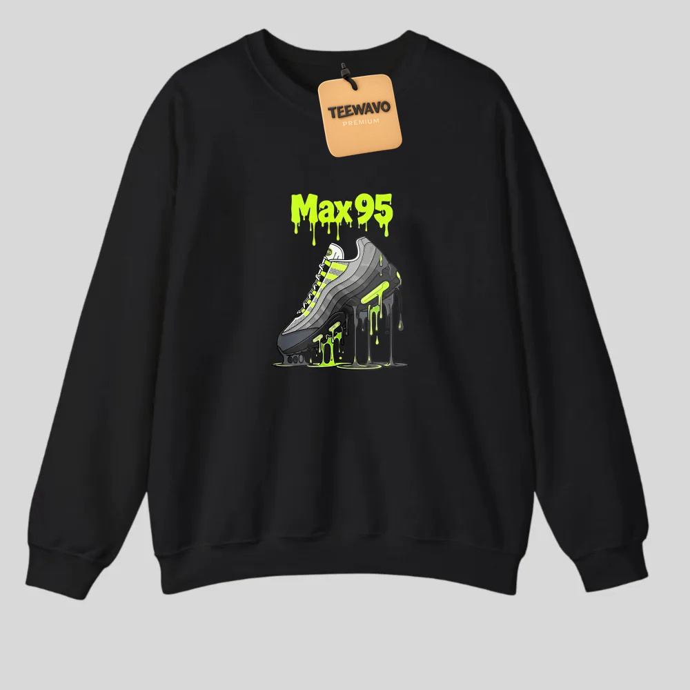 Neon Green Max95 Sneaker Drip Graphic Print tshirt 100% cotton