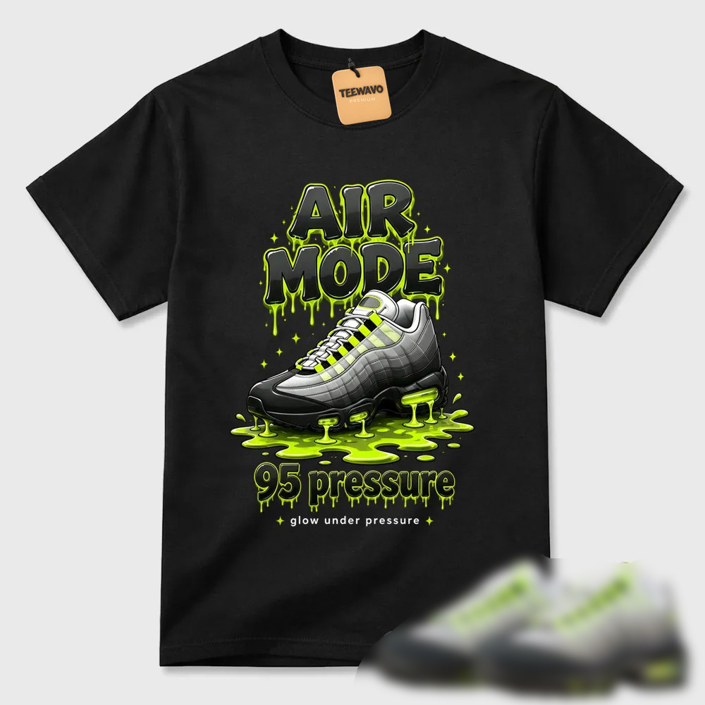 95 Pressure Fluid Art Sneaker Print Urban Streetwear Short Sleeve Tee