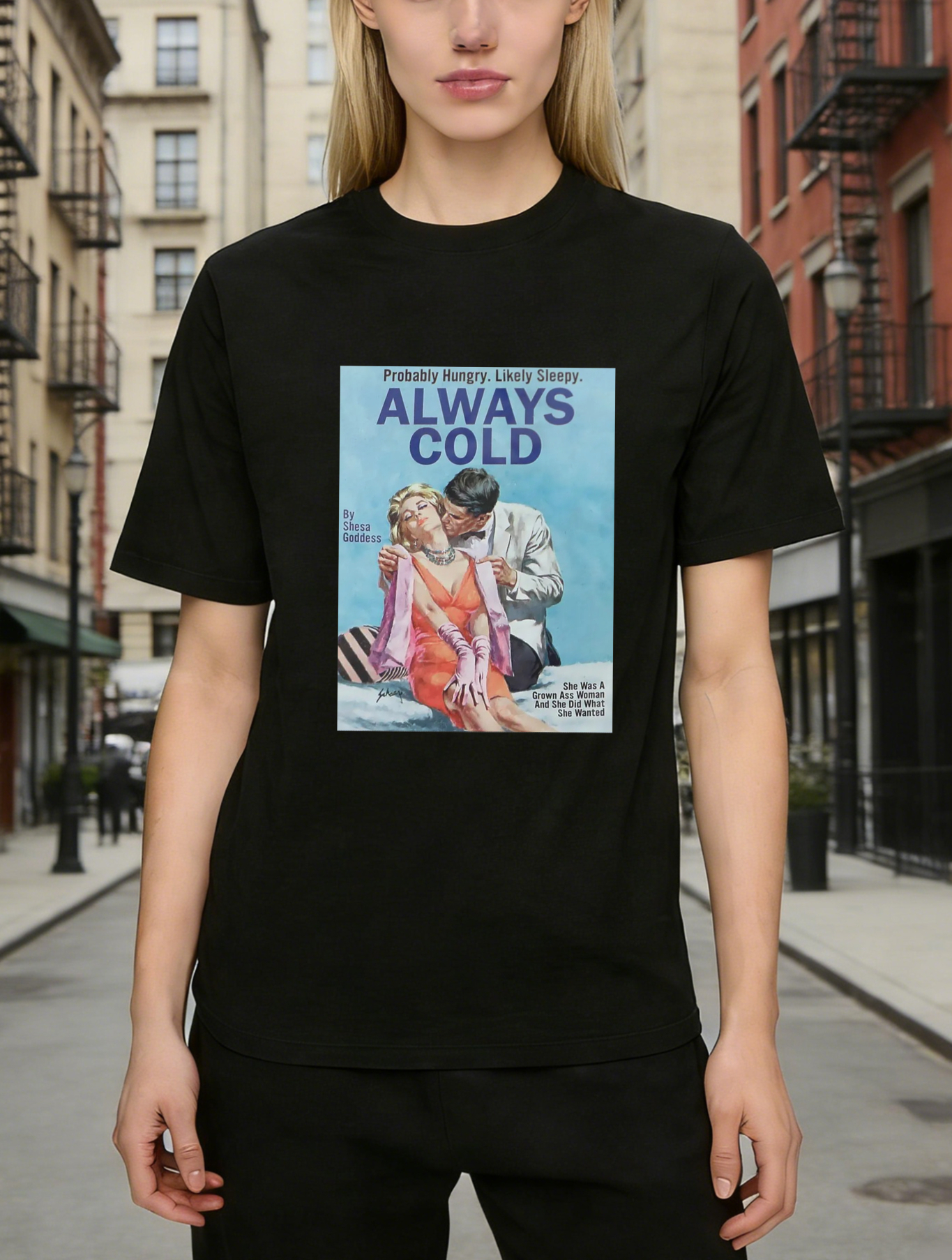 Always Cold Vintage Romance Cover Art tshirt 100% cotton
