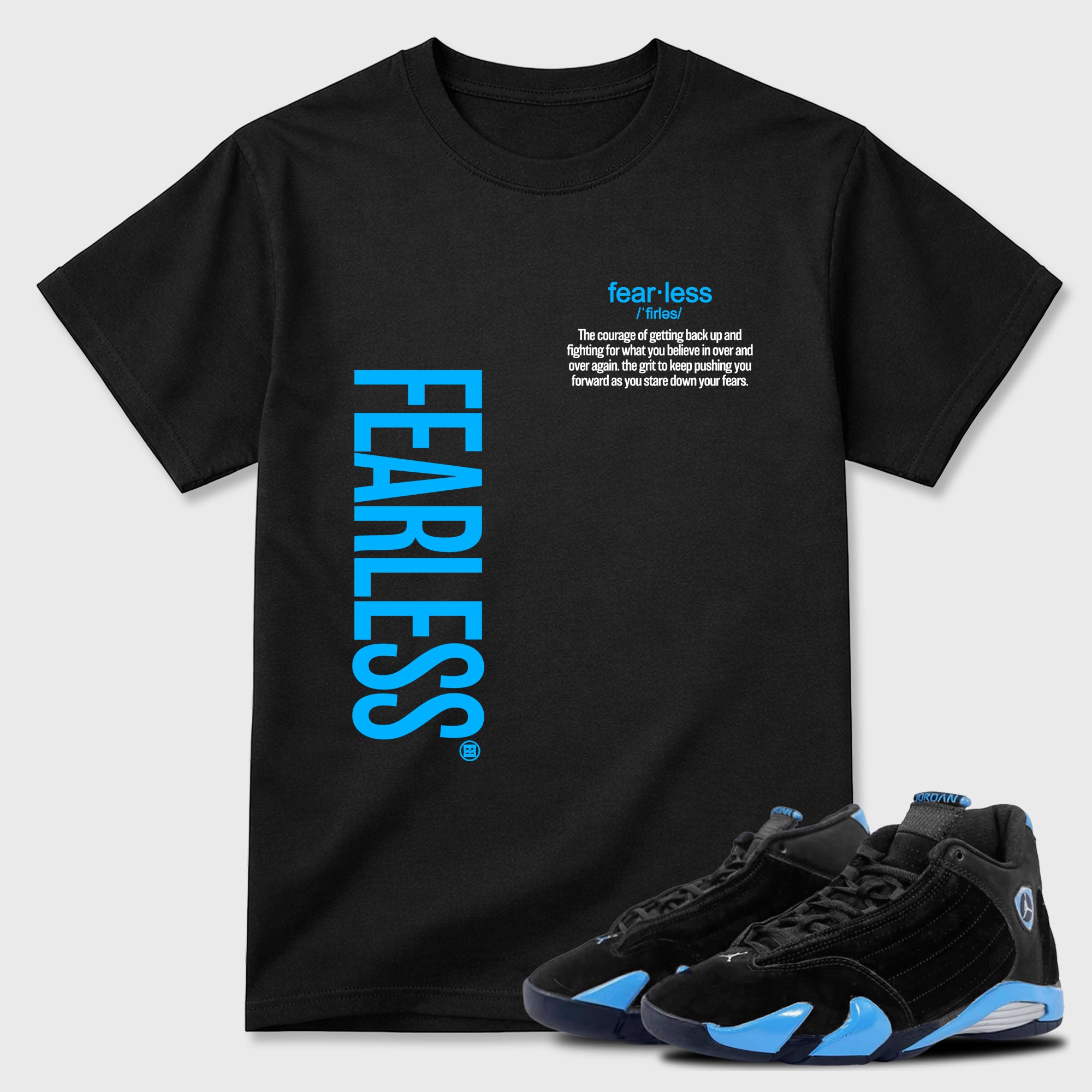 Fearless Definition Sneaker Tees - Air Jordan 14 University Blue