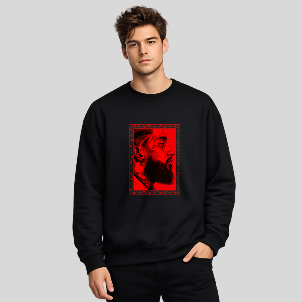 Red Portrait With Ornate Frame And Beard tshirt 100% cotton
