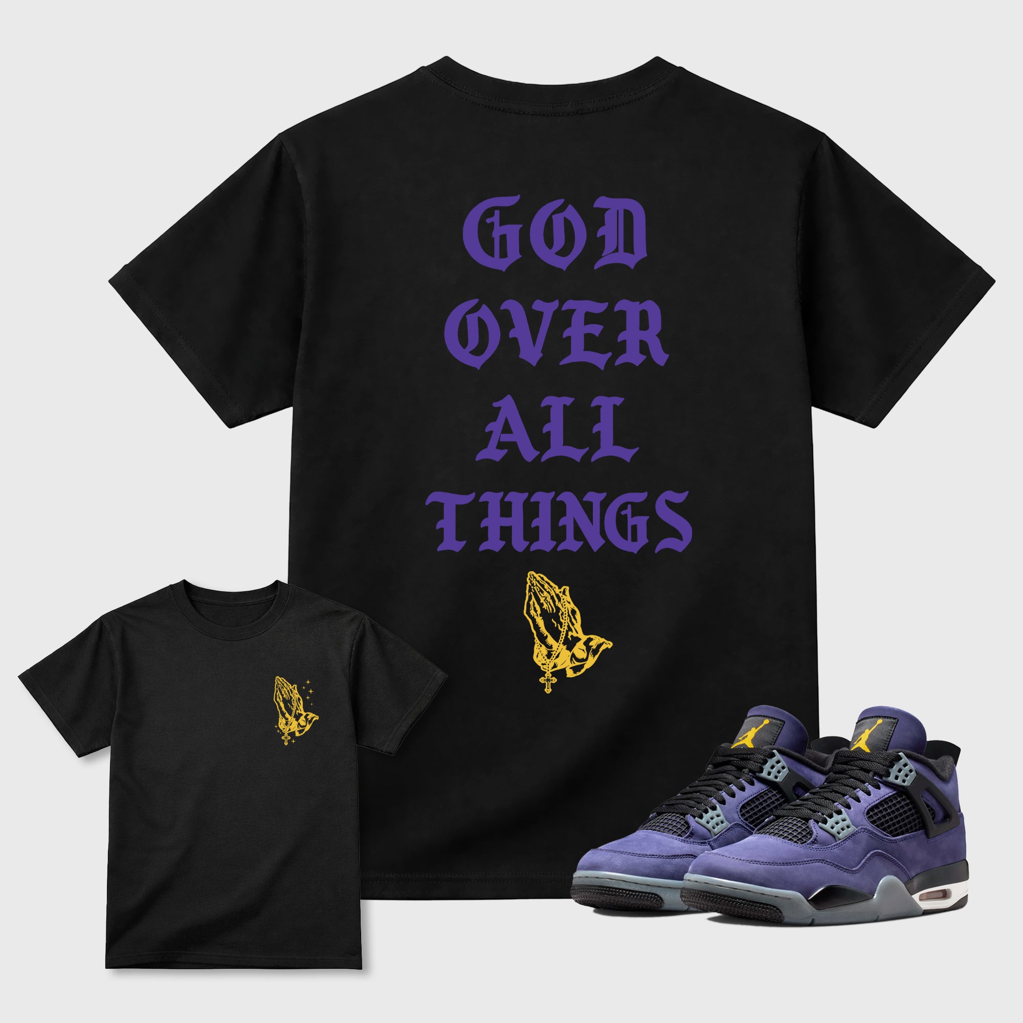 God Over All Things Sneaker Tees - Air Jordan 4 Lakeshow