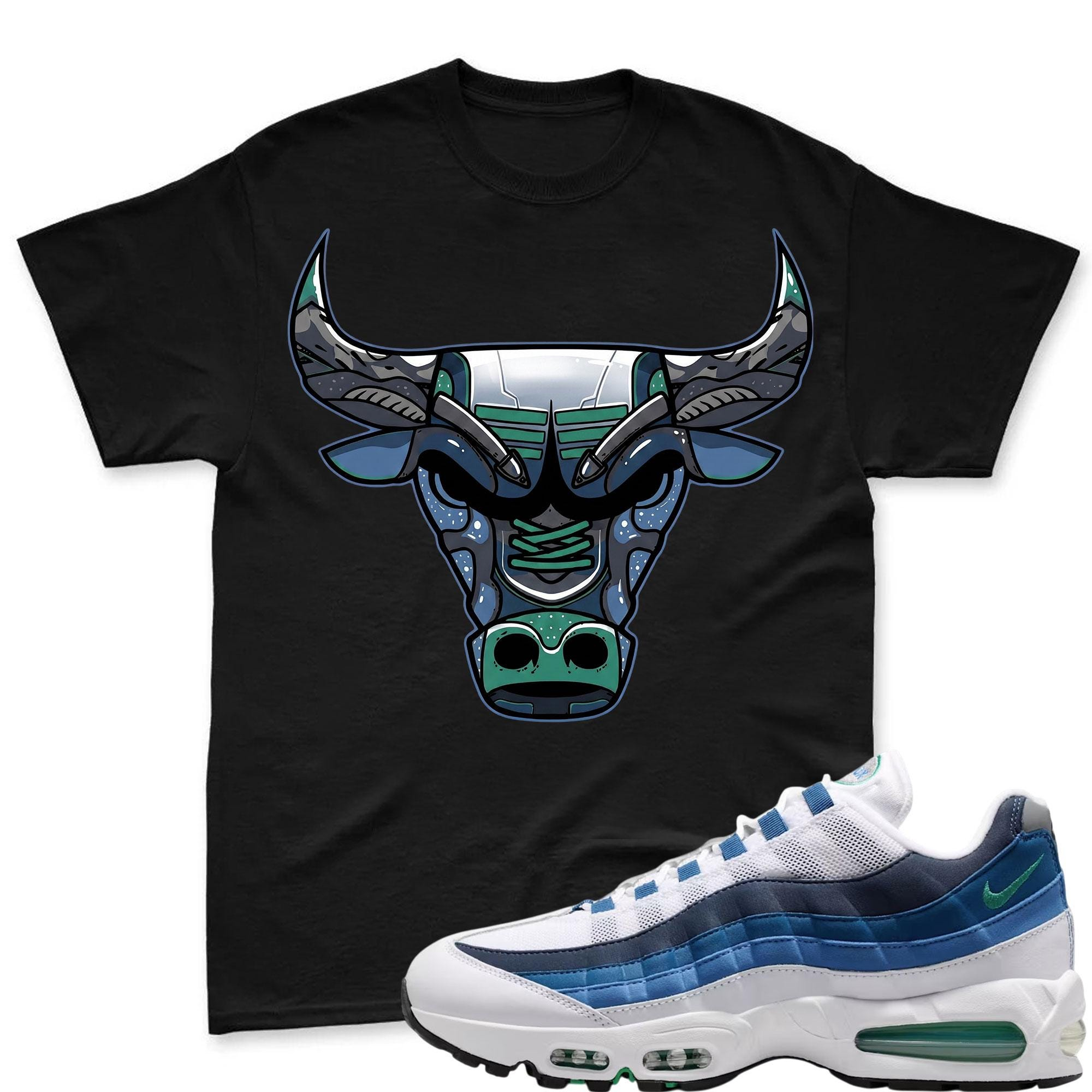 BULL!   T Shirt To Match Air Max 95 Lake Blue and French Blue