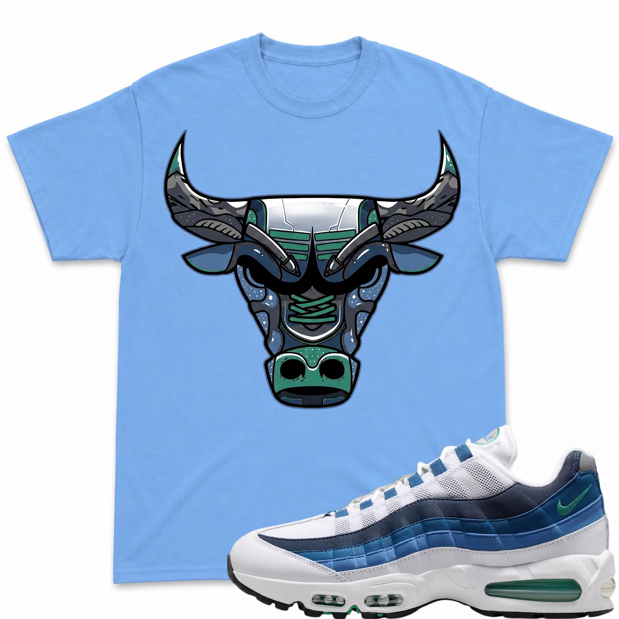 BULL!   T Shirt To Match Air Max 95 Lake Blue and French Blue