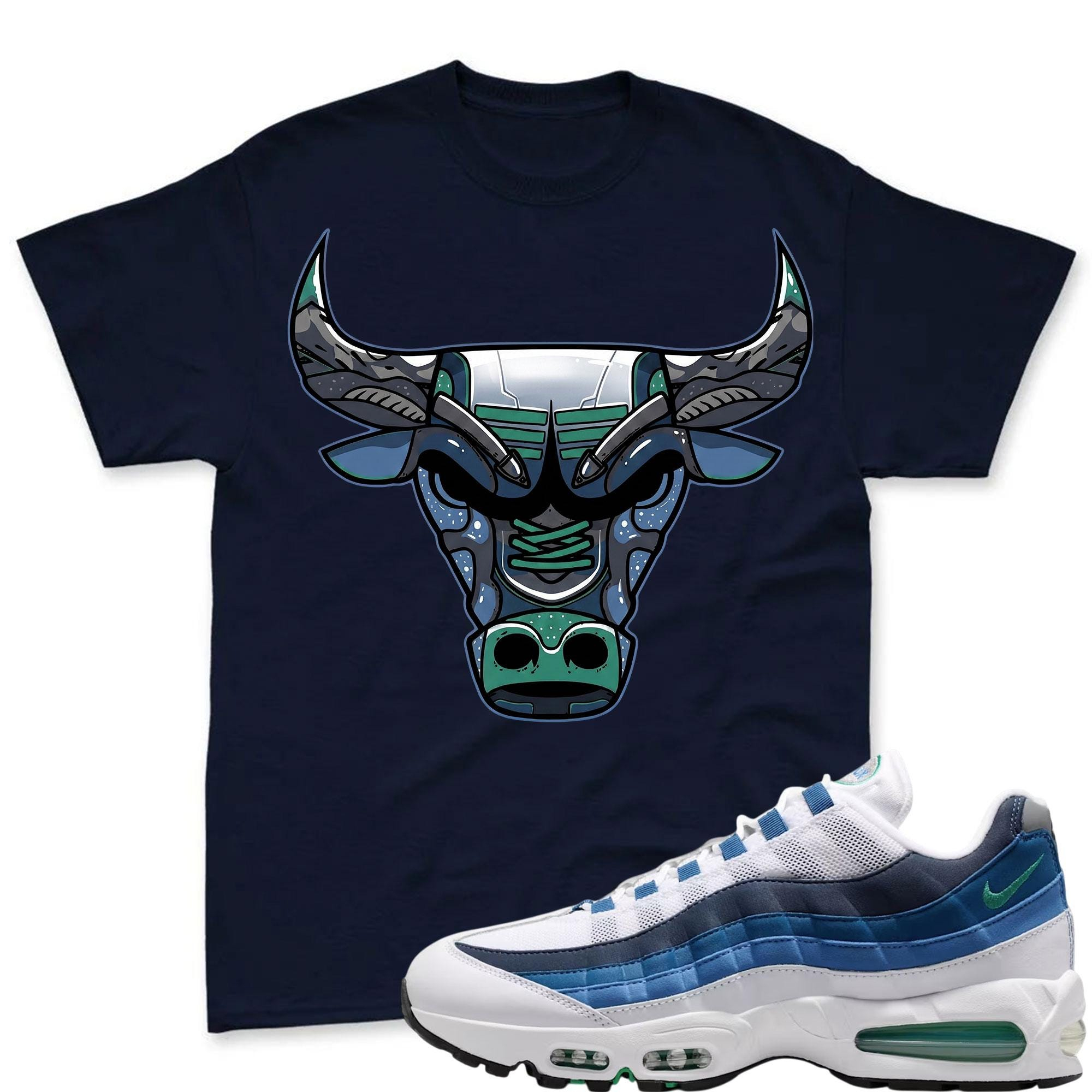 BULL!   T Shirt To Match Air Max 95 Lake Blue and French Blue