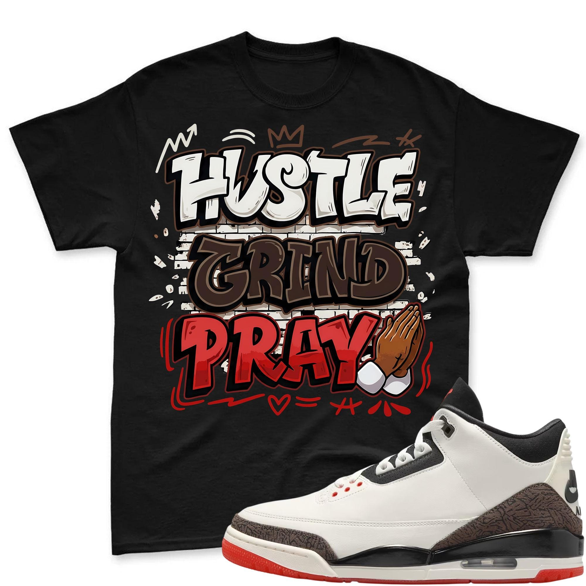 HUSTLE PRAY!  Shirt To Match Jordan 3 World's Best Dad