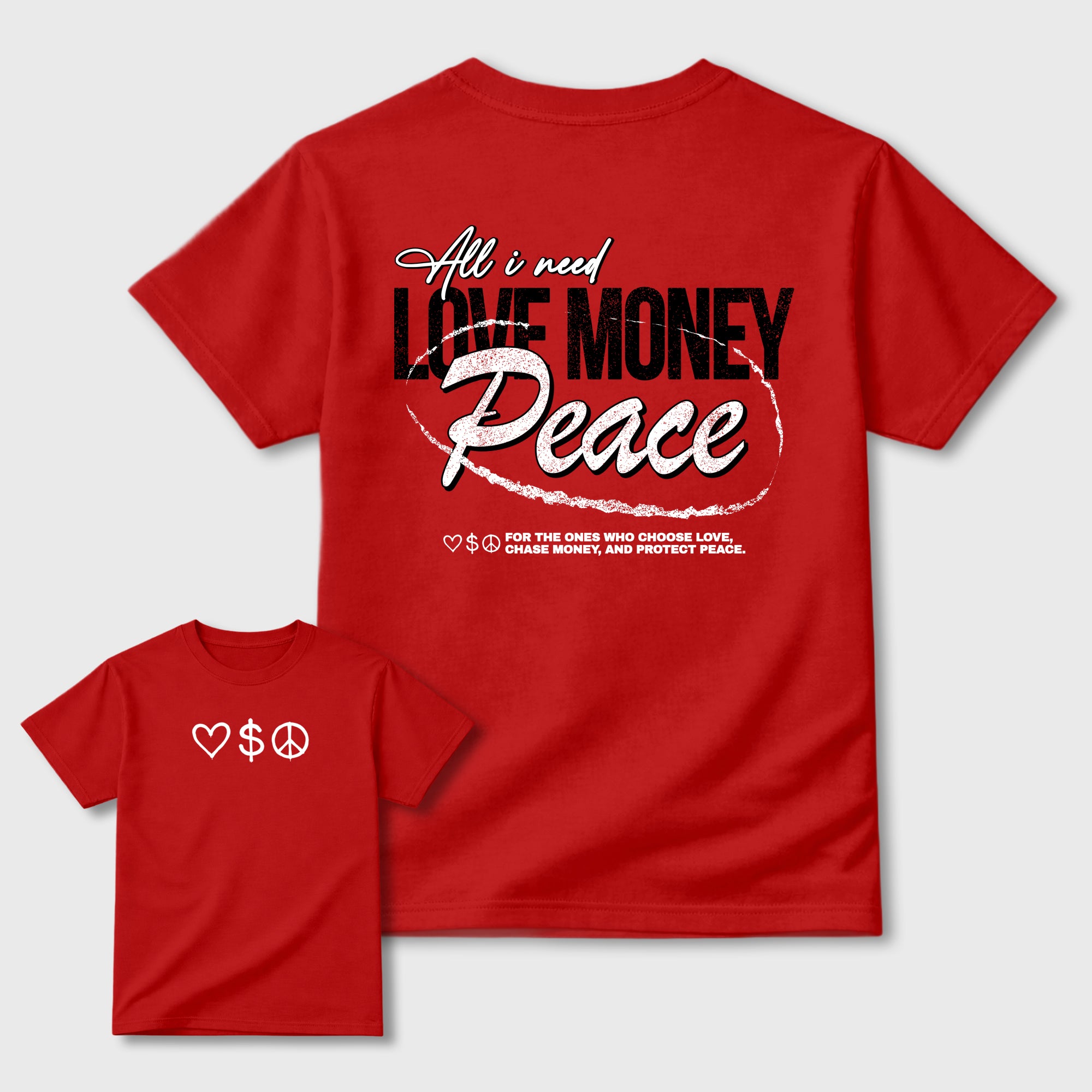 Love Money Peace Sneaker Tees - Air Jordan 13 University Red