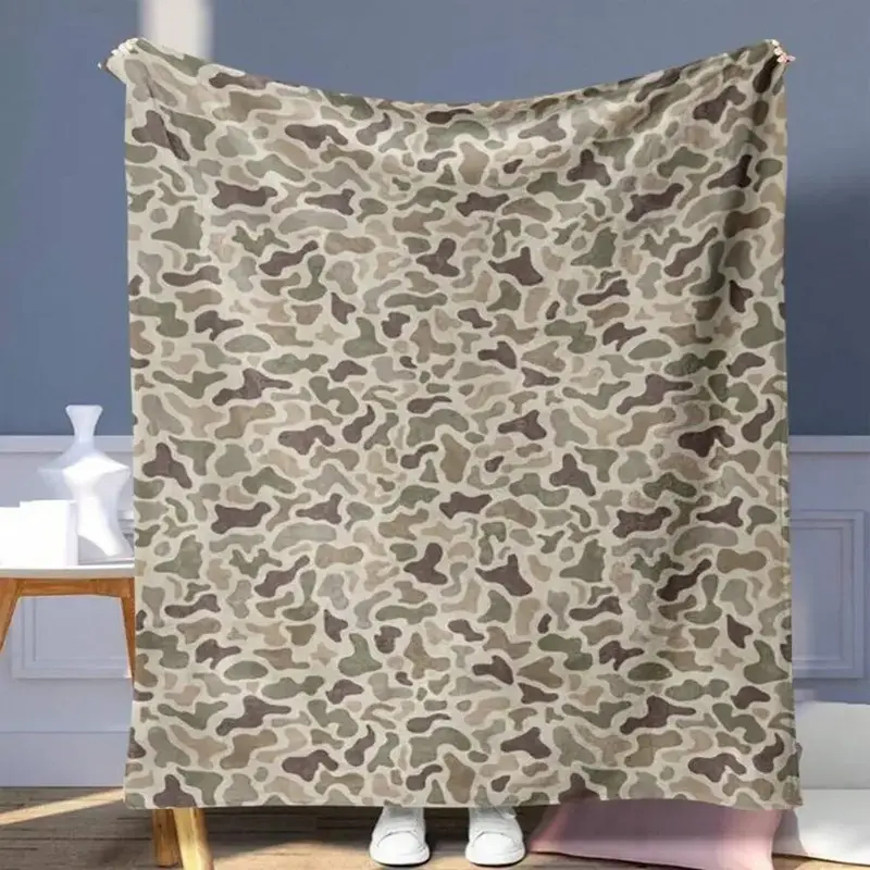 Army Green, Field Theme, Tactical Look, Flannel Softness, Cooling Print, Outdoor Indoor Use for Couch Bed Office Dorm