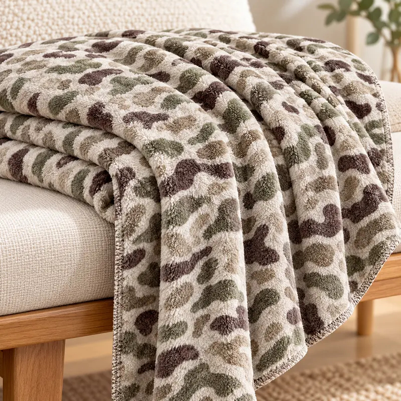 Army Green, Field Theme, Tactical Look, Flannel Softness, Cooling Print, Outdoor Indoor Use for Couch Bed Office Dorm