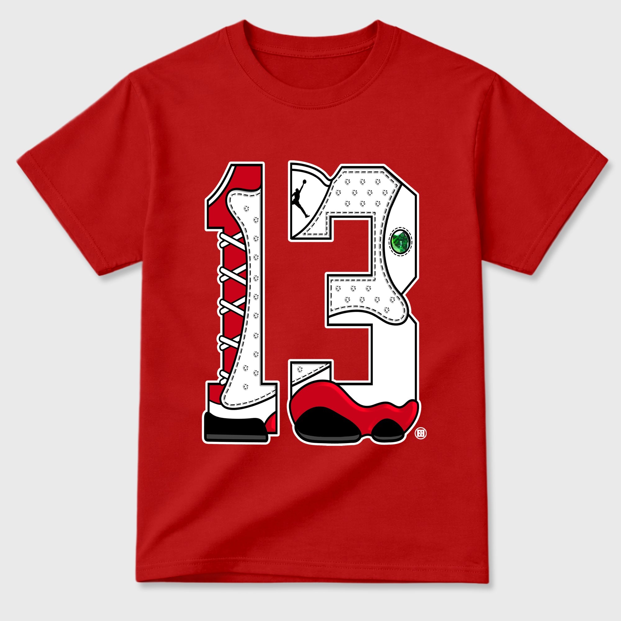 Number Statue TEEWAVO Sneaker Tees - Air Jordan 13 University Red