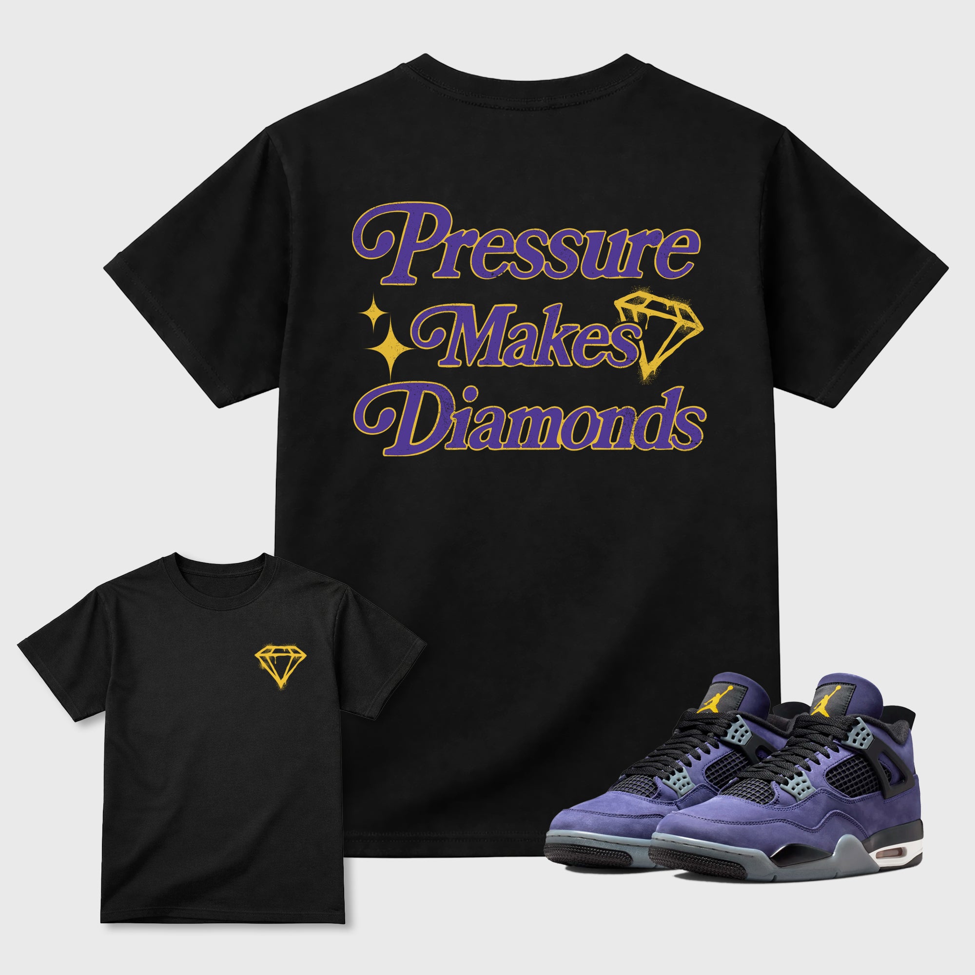 Pressure Makes Diamonds Sneaker Tees - Air Jordan 4 Lakeshow