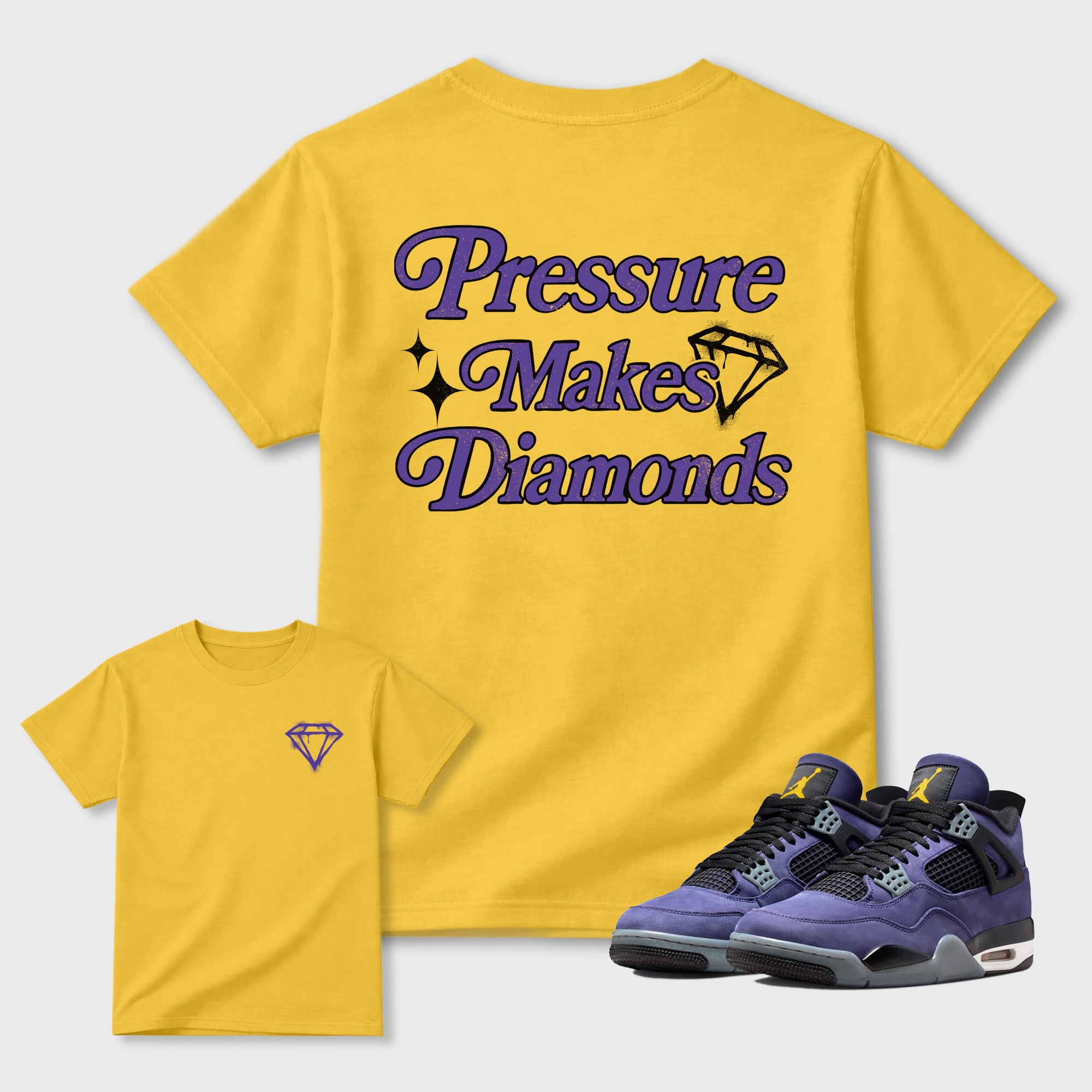 Pressure Makes Diamonds Sneaker Tees - Air Jordan 4 Lakeshow