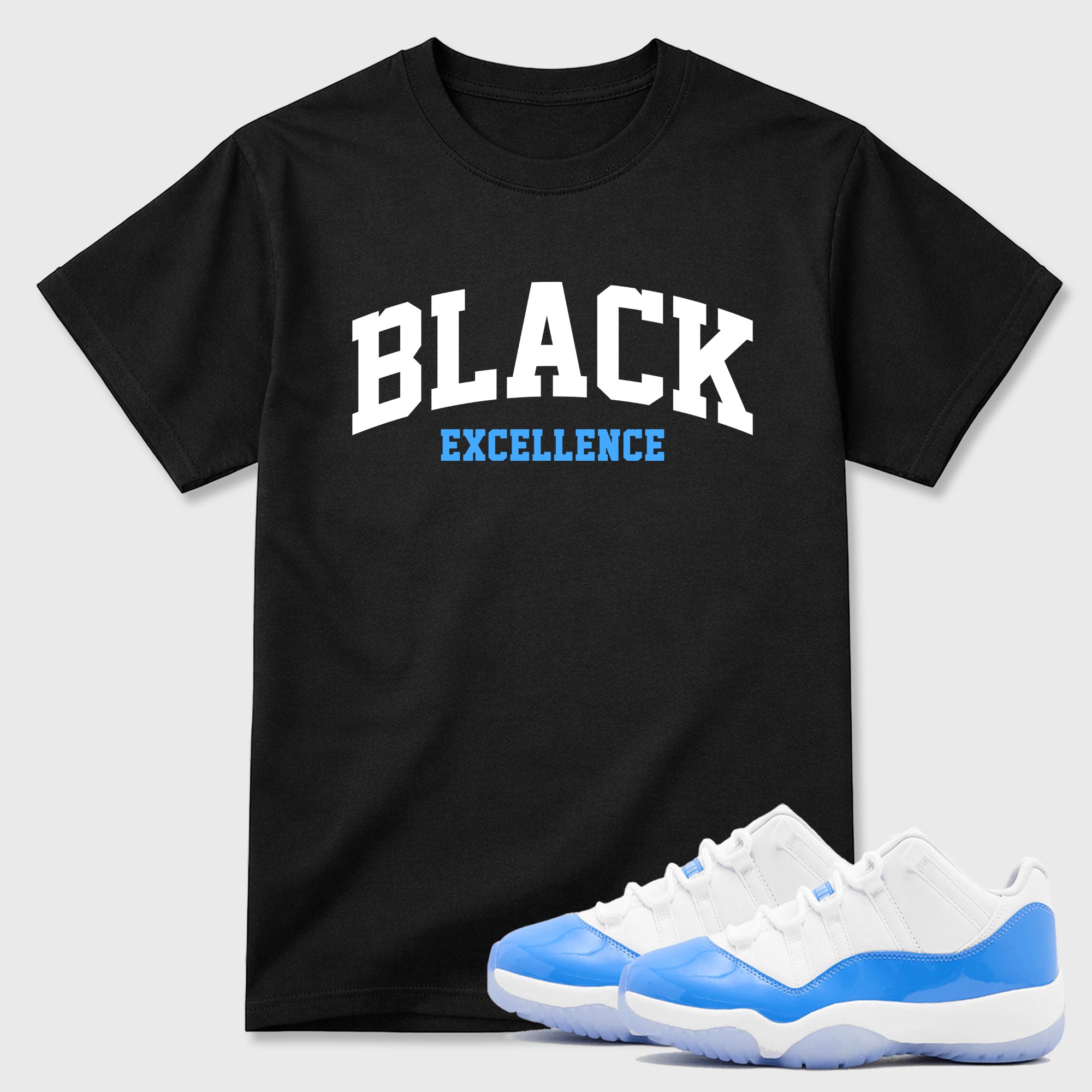 Varsity Black Excellence Sneaker Tees - Air Jordan 11 University Blue