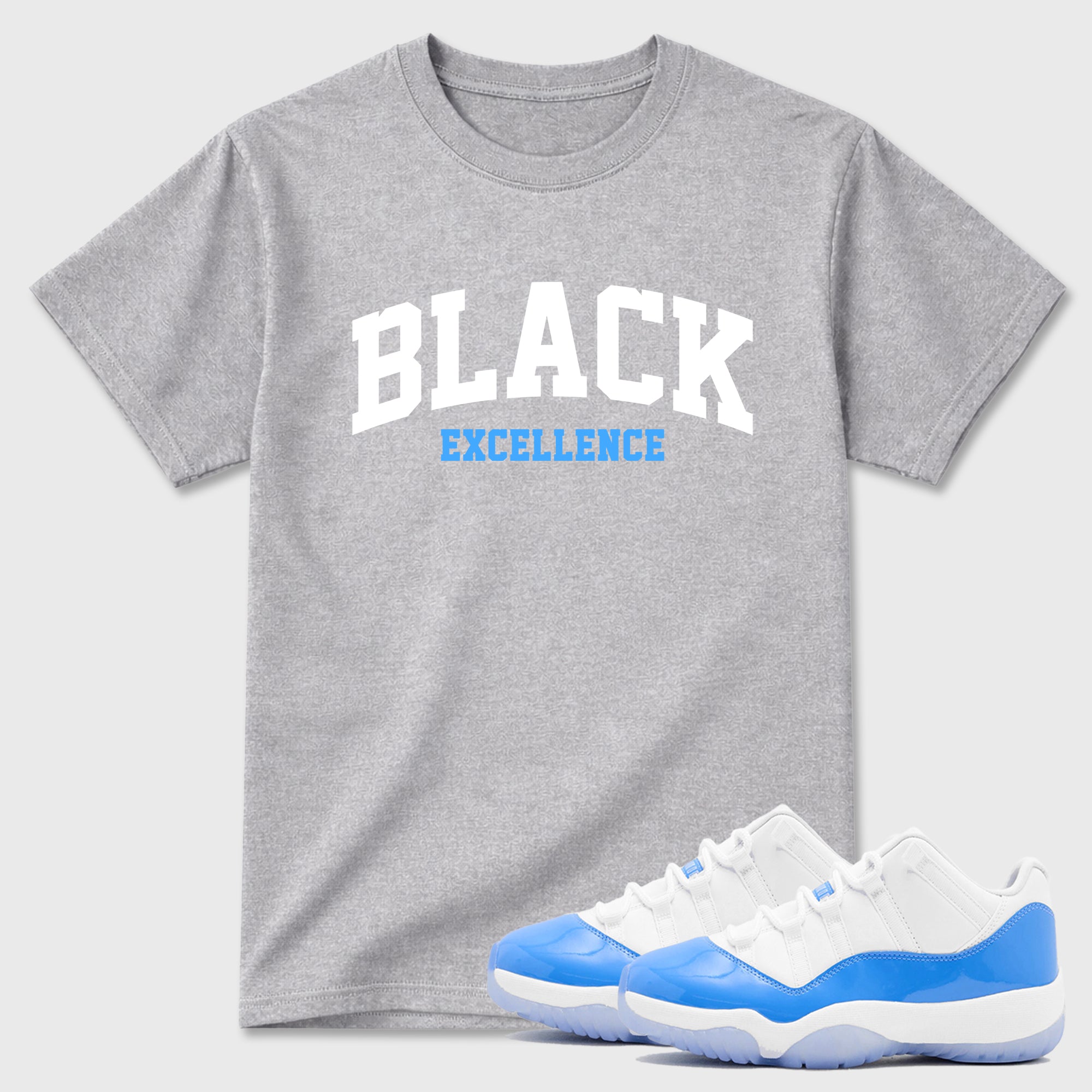 Varsity Black Excellence Sneaker Tees - Air Jordan 11 University Blue