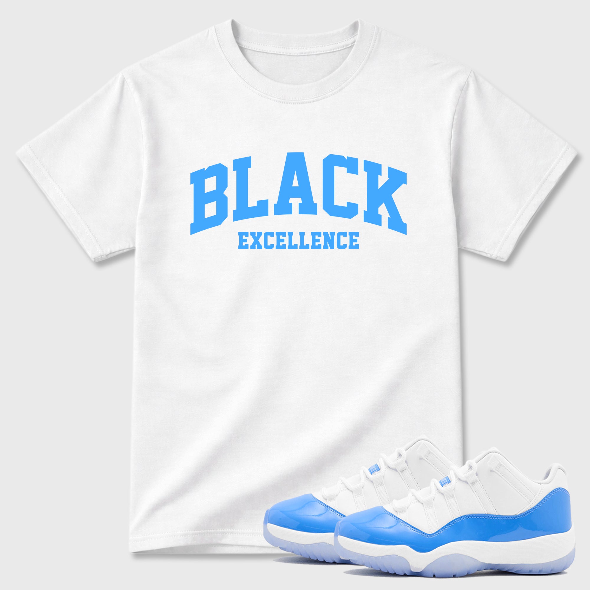 Varsity Black Excellence Sneaker Tees - Air Jordan 11 University Blue