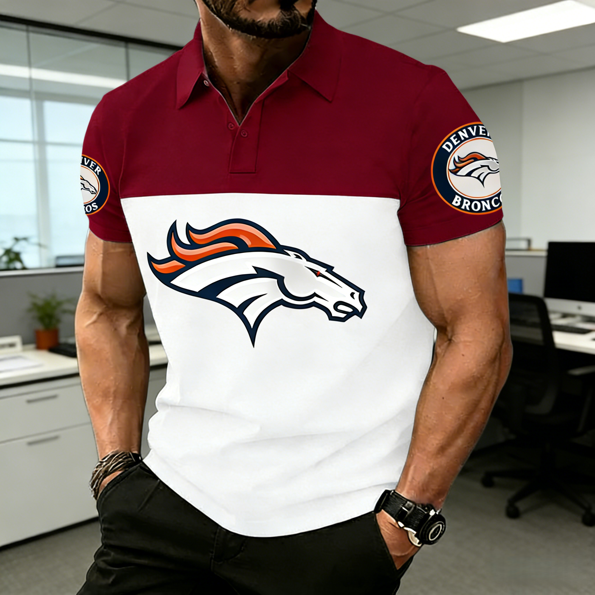 NFL Denver Broncos Two-Tone Polo Shirt