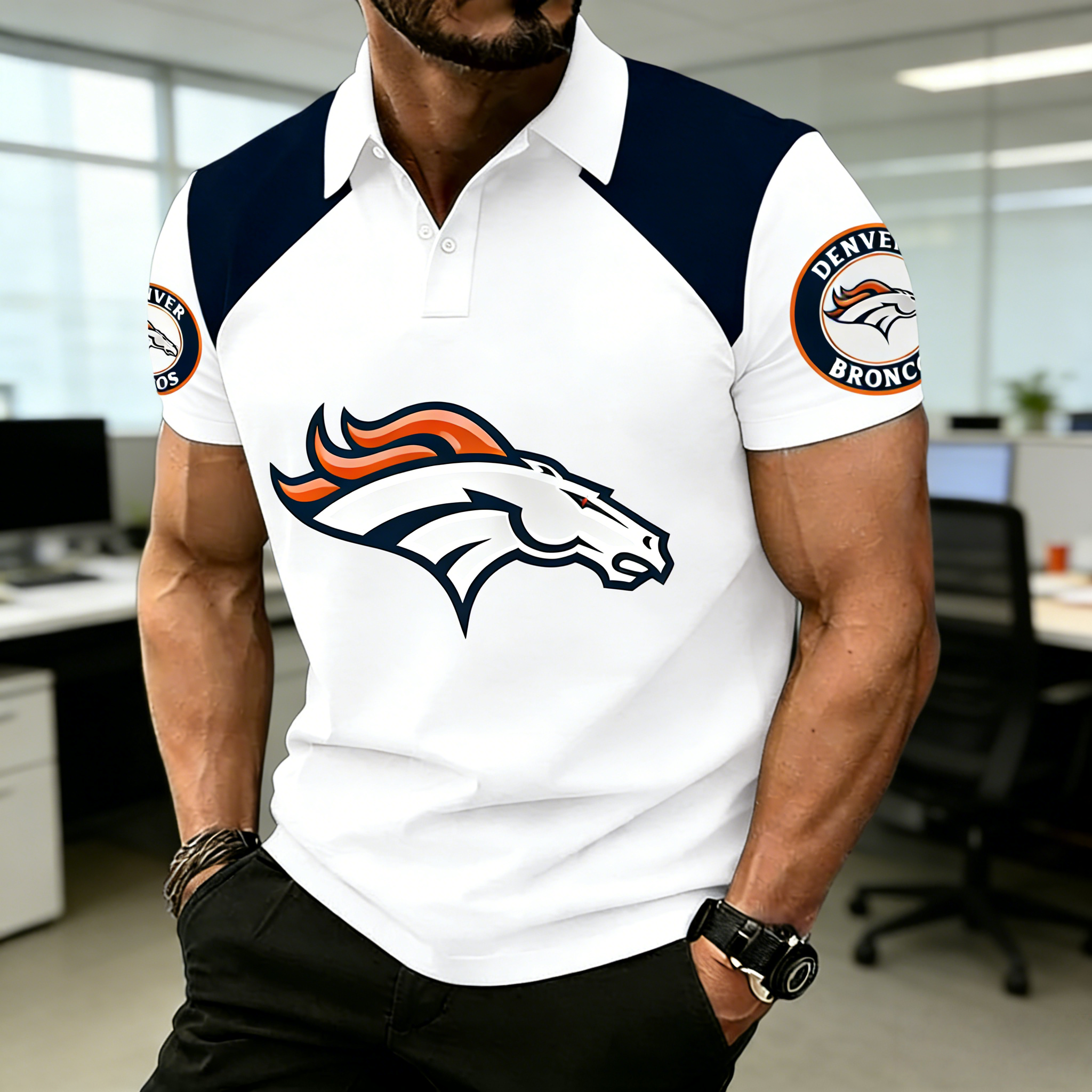 NFL Denver Broncos Premium Polo Shirt – Raglan Sleeve Team Fan Apparel