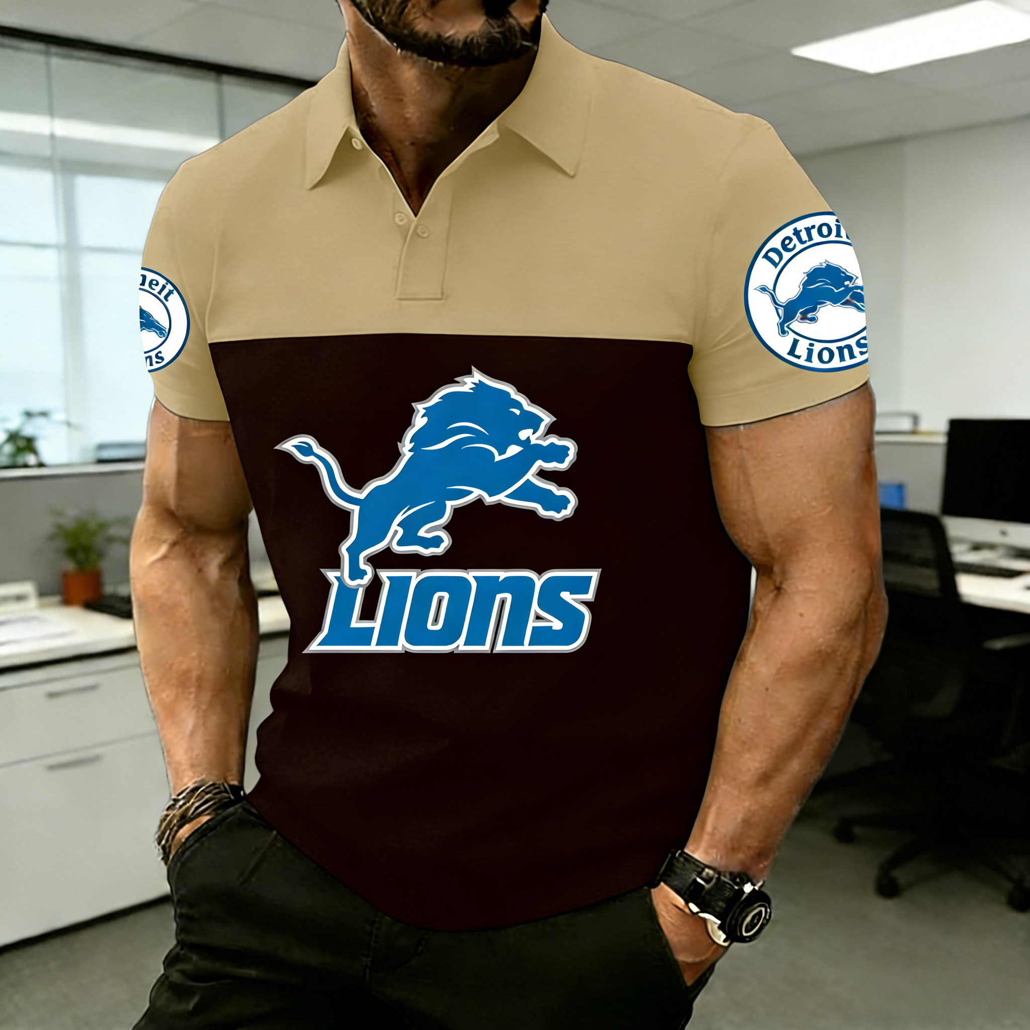 NFL Detroit Lions Premium Polo Shirt – Raglan Sleeve Team Fan Apparel