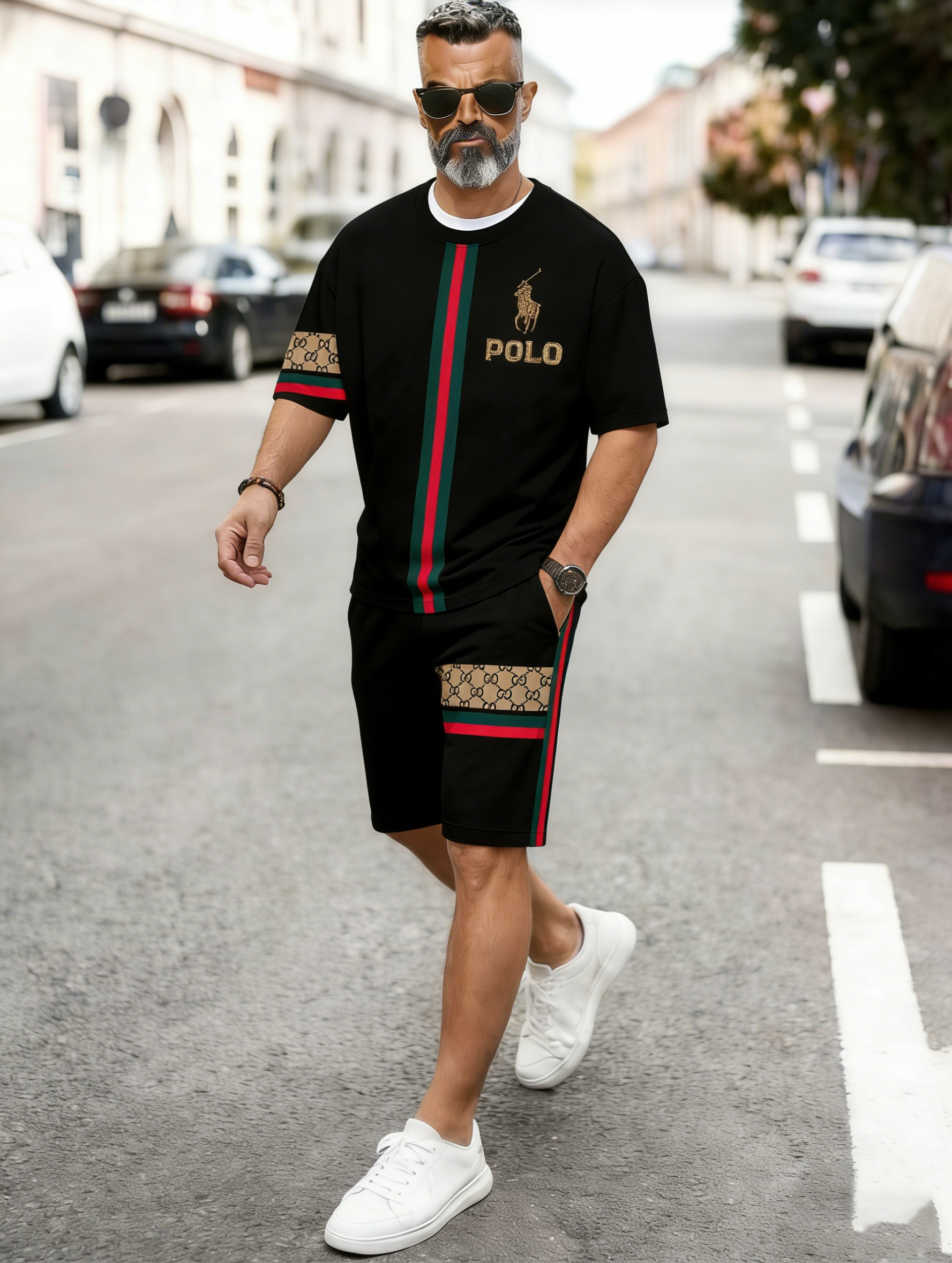 Men's Colorblock Summer Round Neck Set