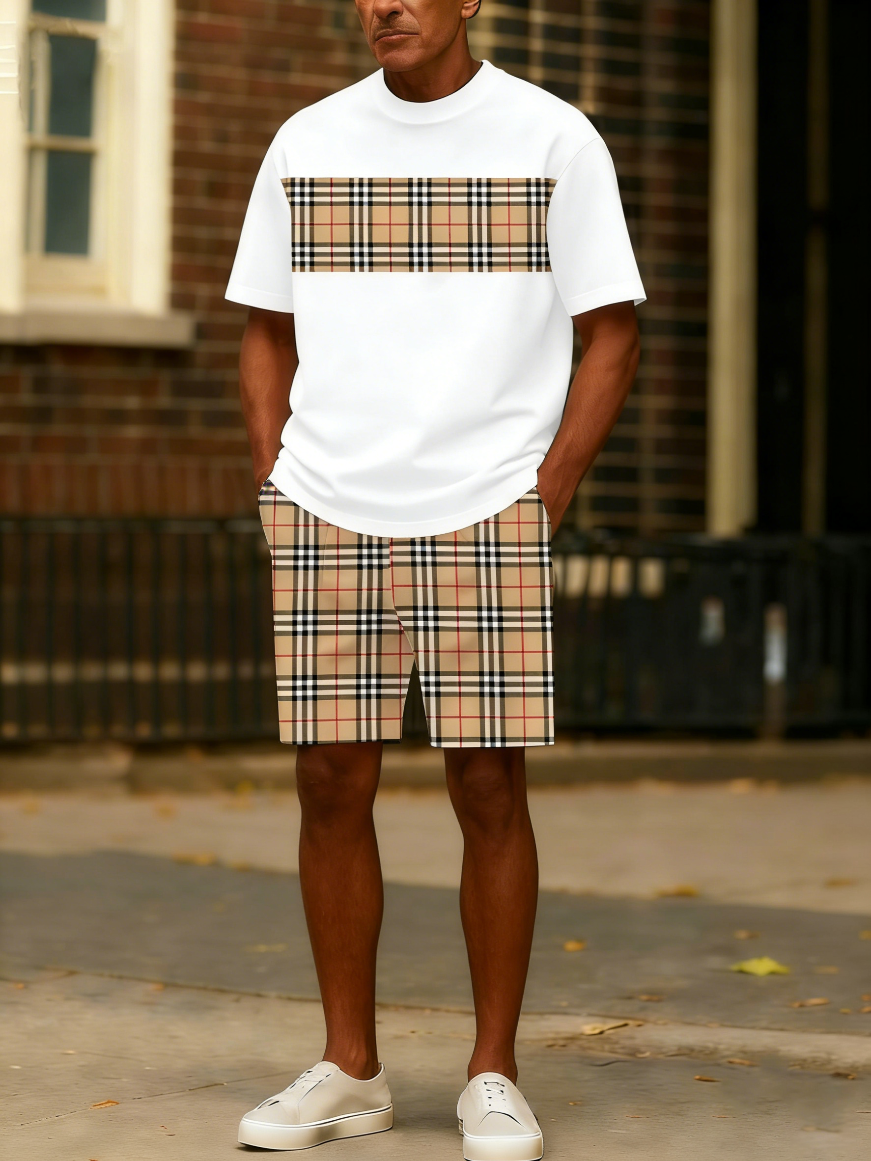 Men's Colorblock Summer Round Neck Set