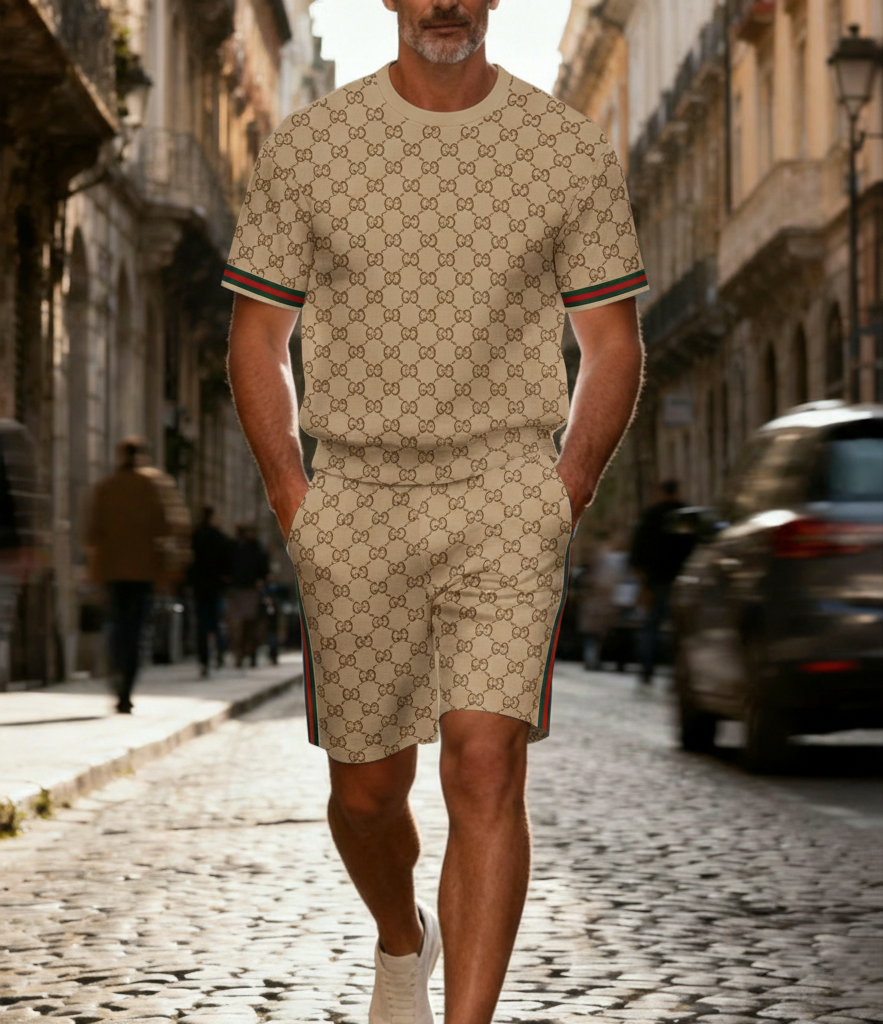 Men's Colorblock Summer Round Neck Set