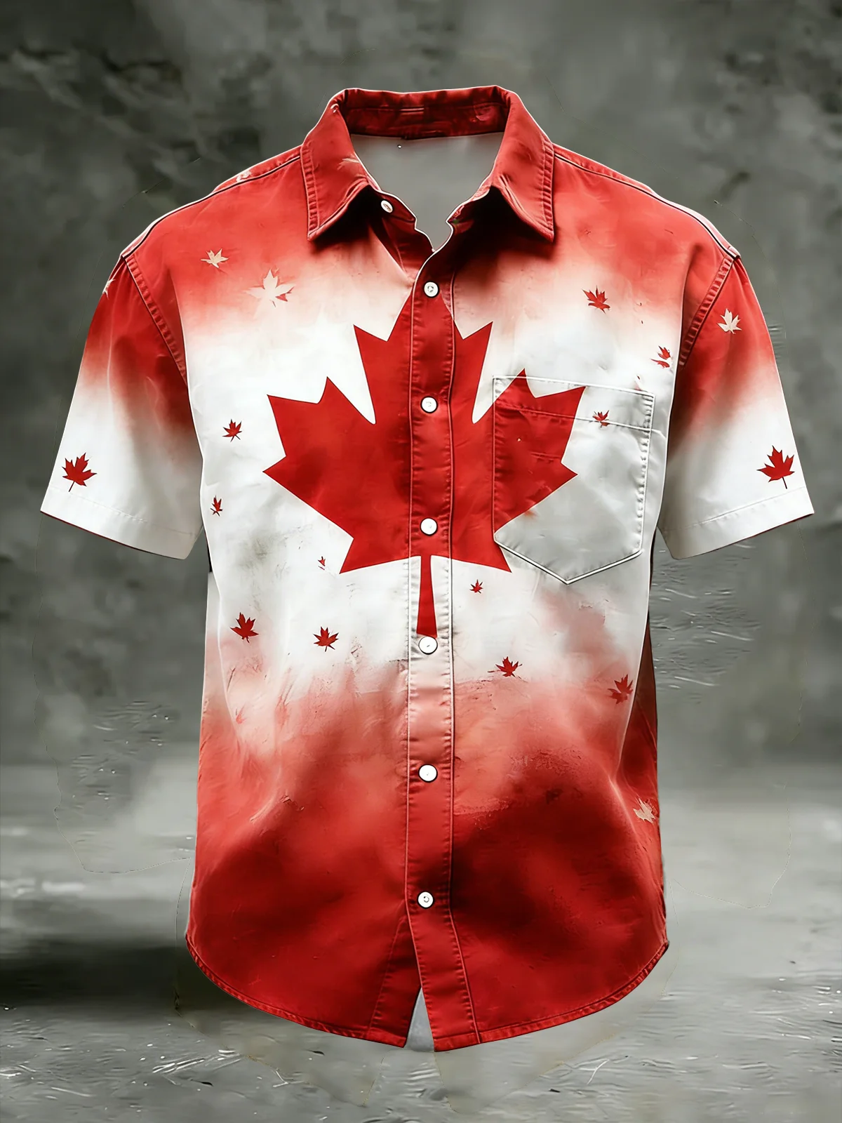 Moisture Wicking Canada Day Maple Leaf Chest Pocke Holiday Hawaiian Shirt
