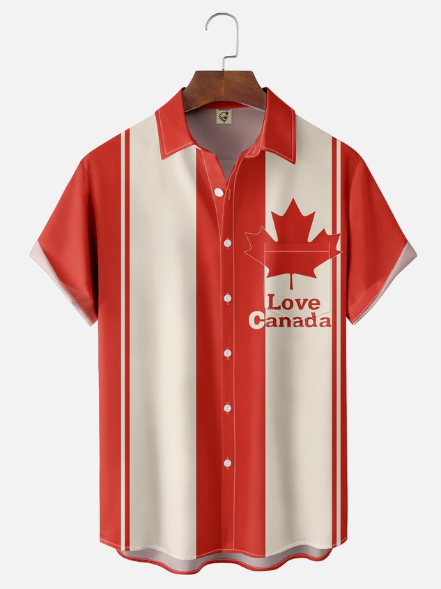 Moisture Wicking Canada Day Chest Pocket Hawaiian Shirt