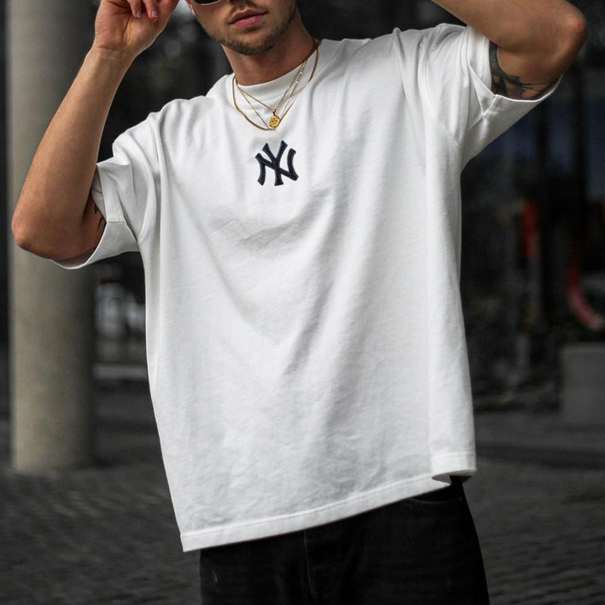 Oversized Casual Men's "New York Professional Baseball Print"ed T-Shirt