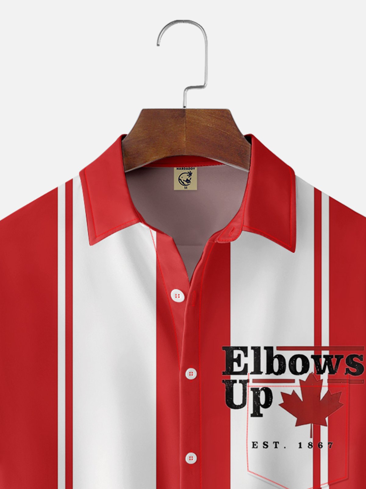Moisture-wicking  Canada Day Elbows Up Chest Pocket Bowling Shirt