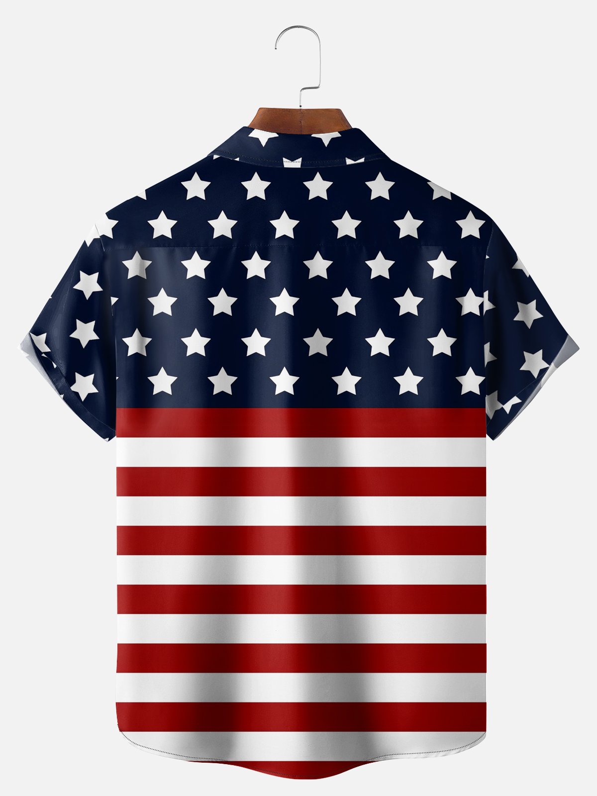 Big Size Moisture-wicking American Flag Muscle Chest Pocket Casual Shirt