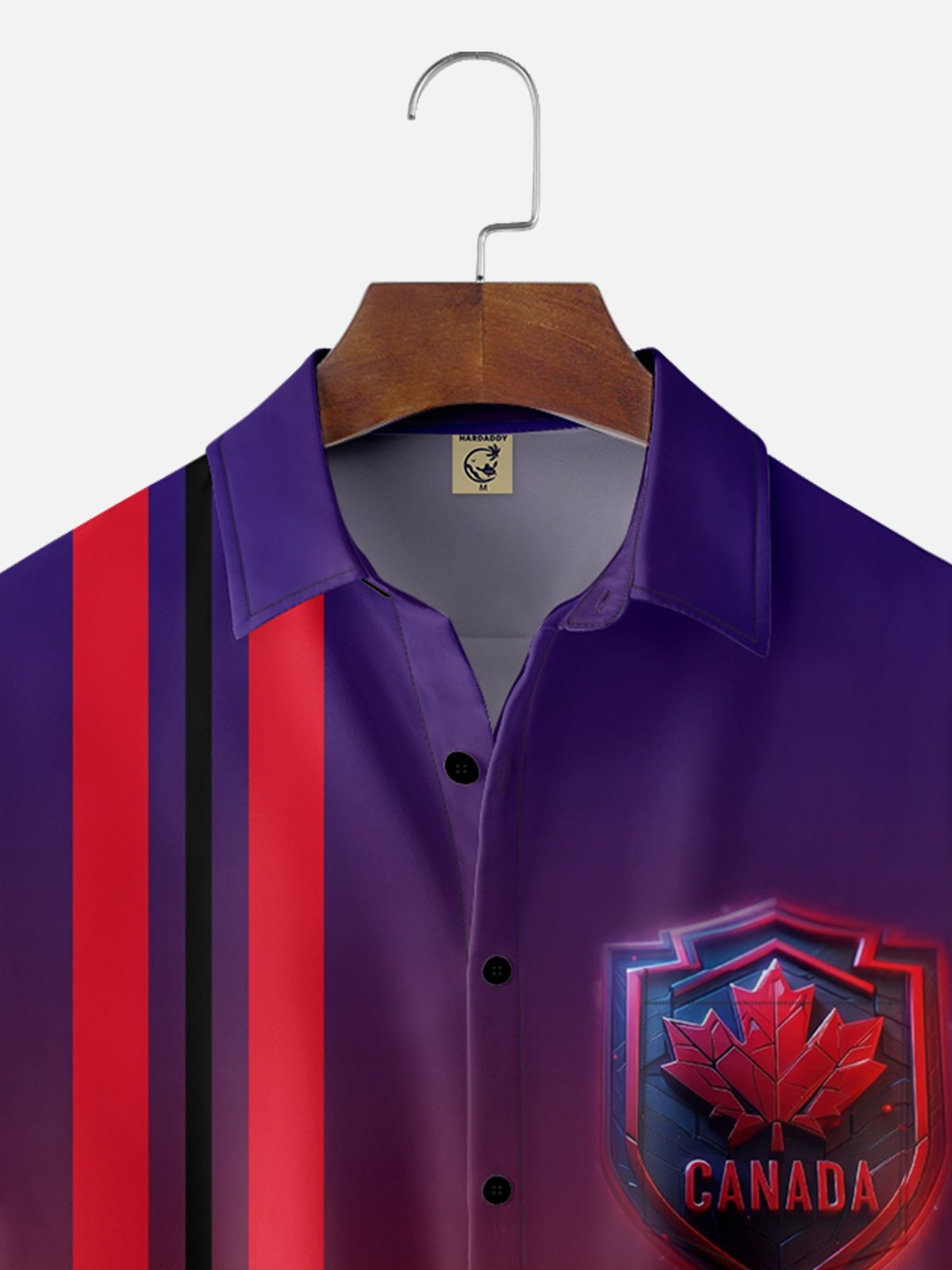 Moisture Wicking Canada Gradient Maple Leaf Chest Pocket Bowling Shirt