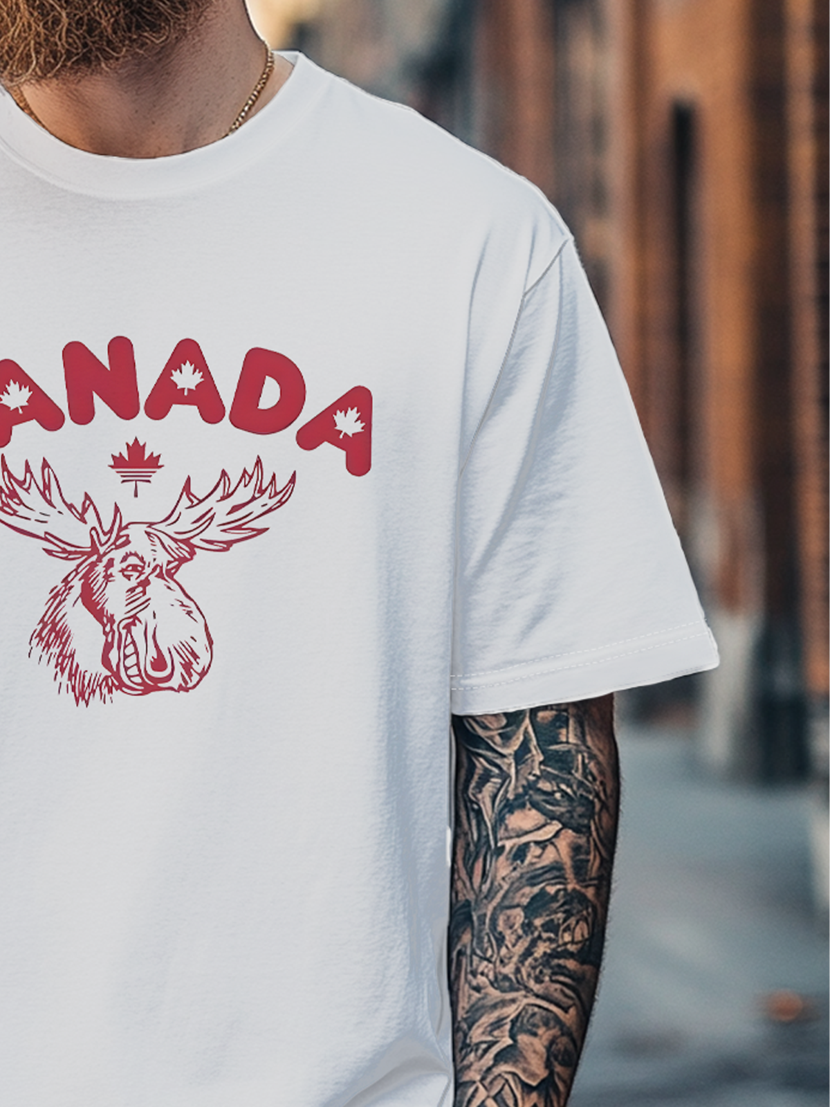 Men's Funny Reindeer Canada Day Fitted T-shirts
