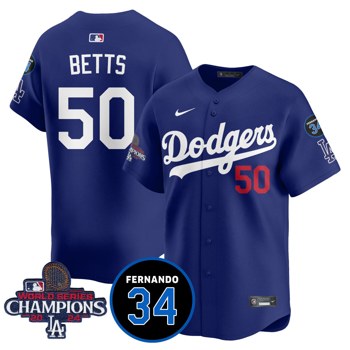 LA Dodgers - World Series Champions 2024/Fernando Valenzuela Memorial Jersey - All Stitched N1