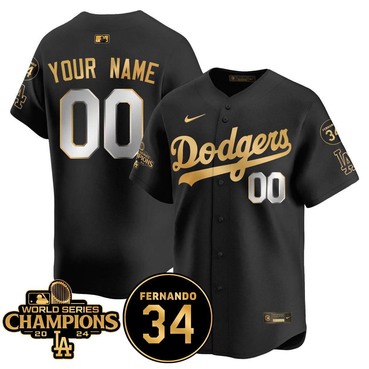 Custom Name/Gender LA Dodgers - World Series Champions 2024/Fernando Valenzuela Memorial Jersey - All Stitched N1