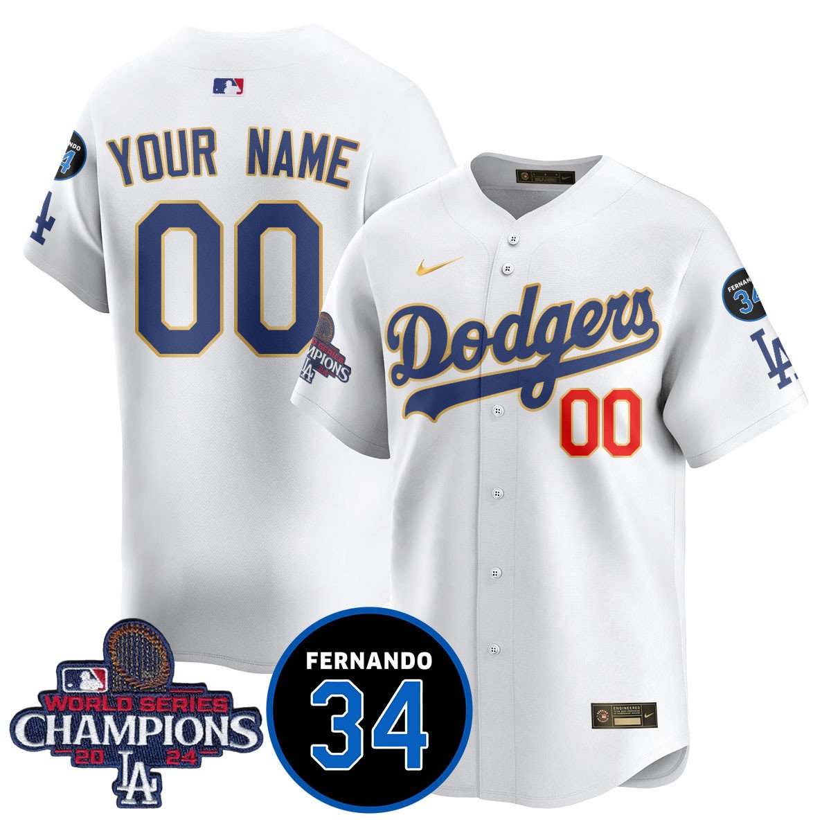 Custom Name/Gender LA Dodgers - World Series Champions 2024/Fernando Valenzuela Memorial Jersey - All Stitched N1