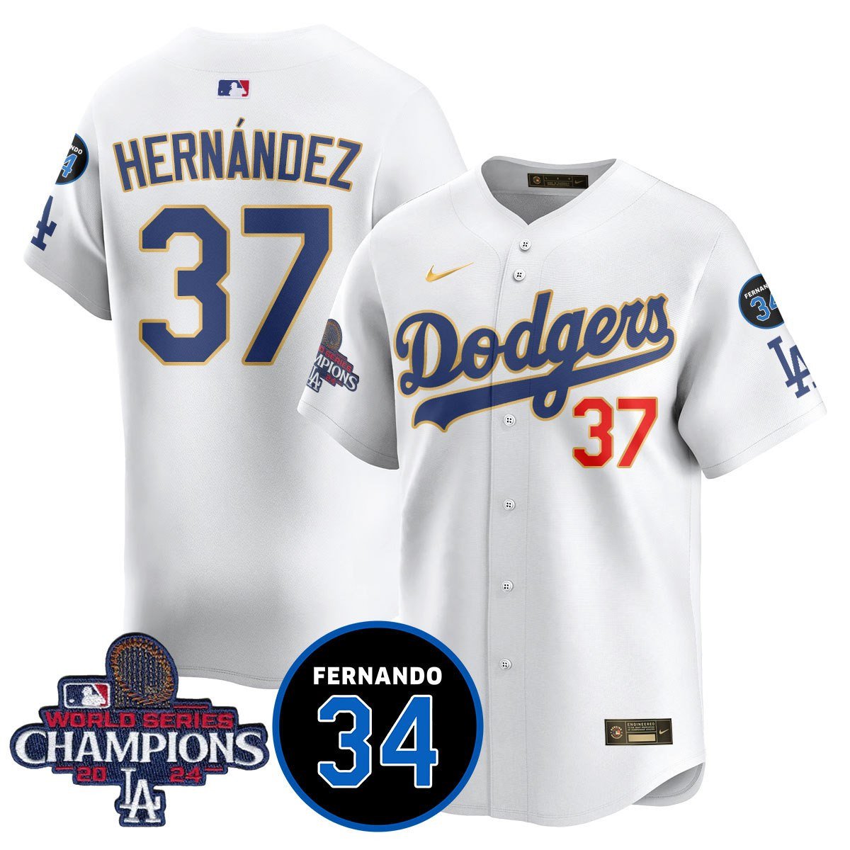 LA Dodgers - World Series Champions 2024/Fernando Valenzuela Memorial Jersey - All Stitched N1