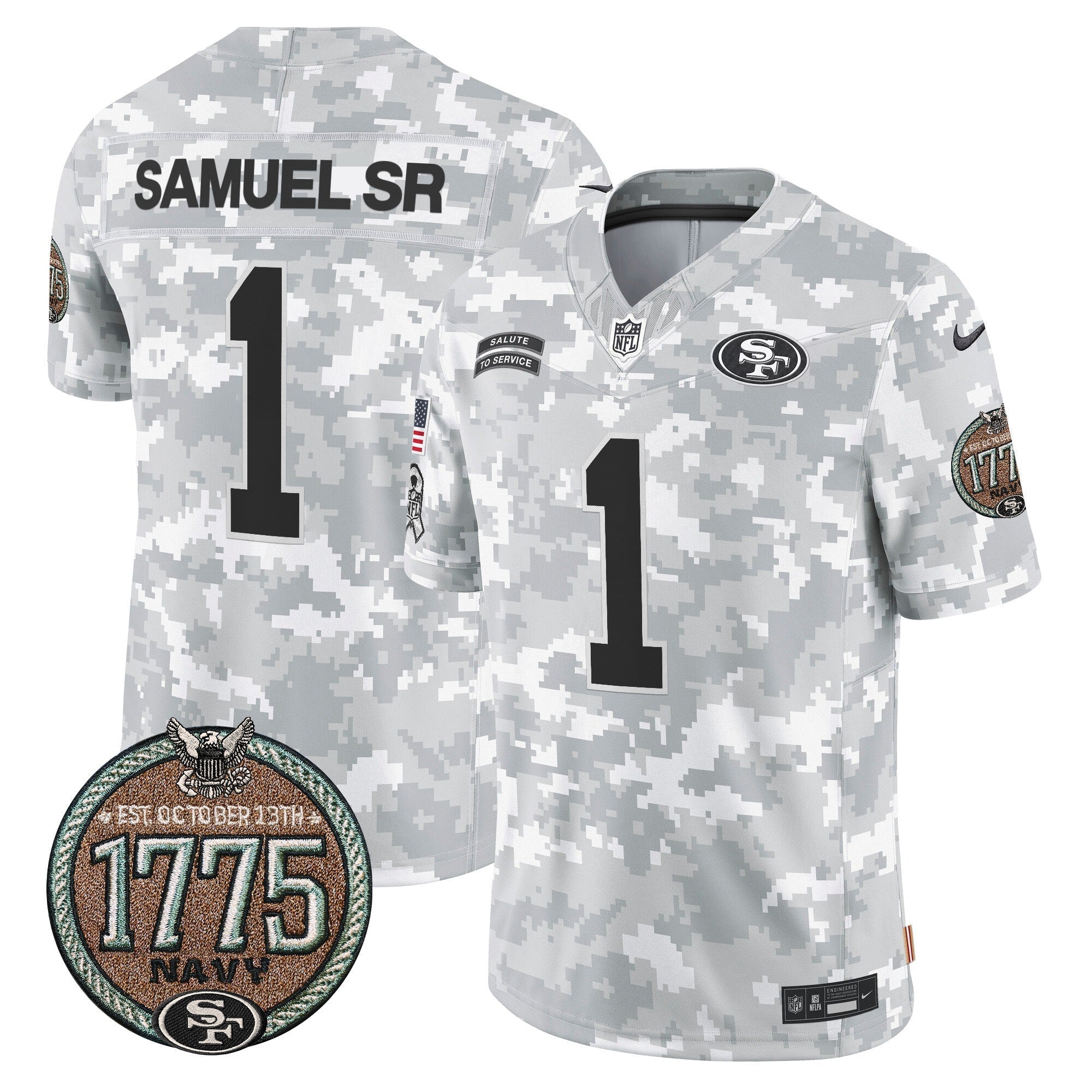 49ers 2024 Salute to Service Establishment Year Patch Vapor Limited Jersey - All Stitched